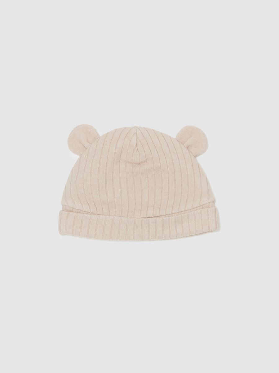 Ribbed knit hat with ears_1