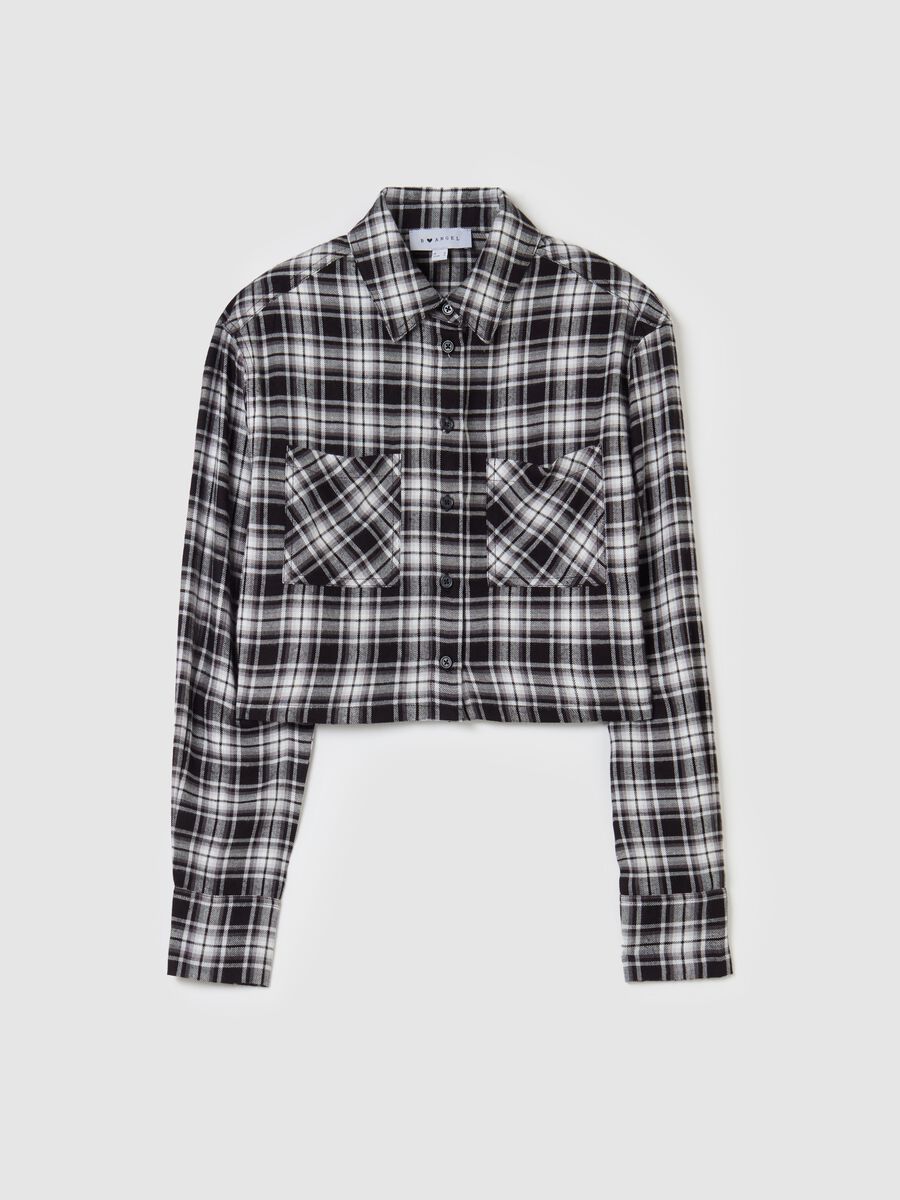 Crop shirt in check flannel_4