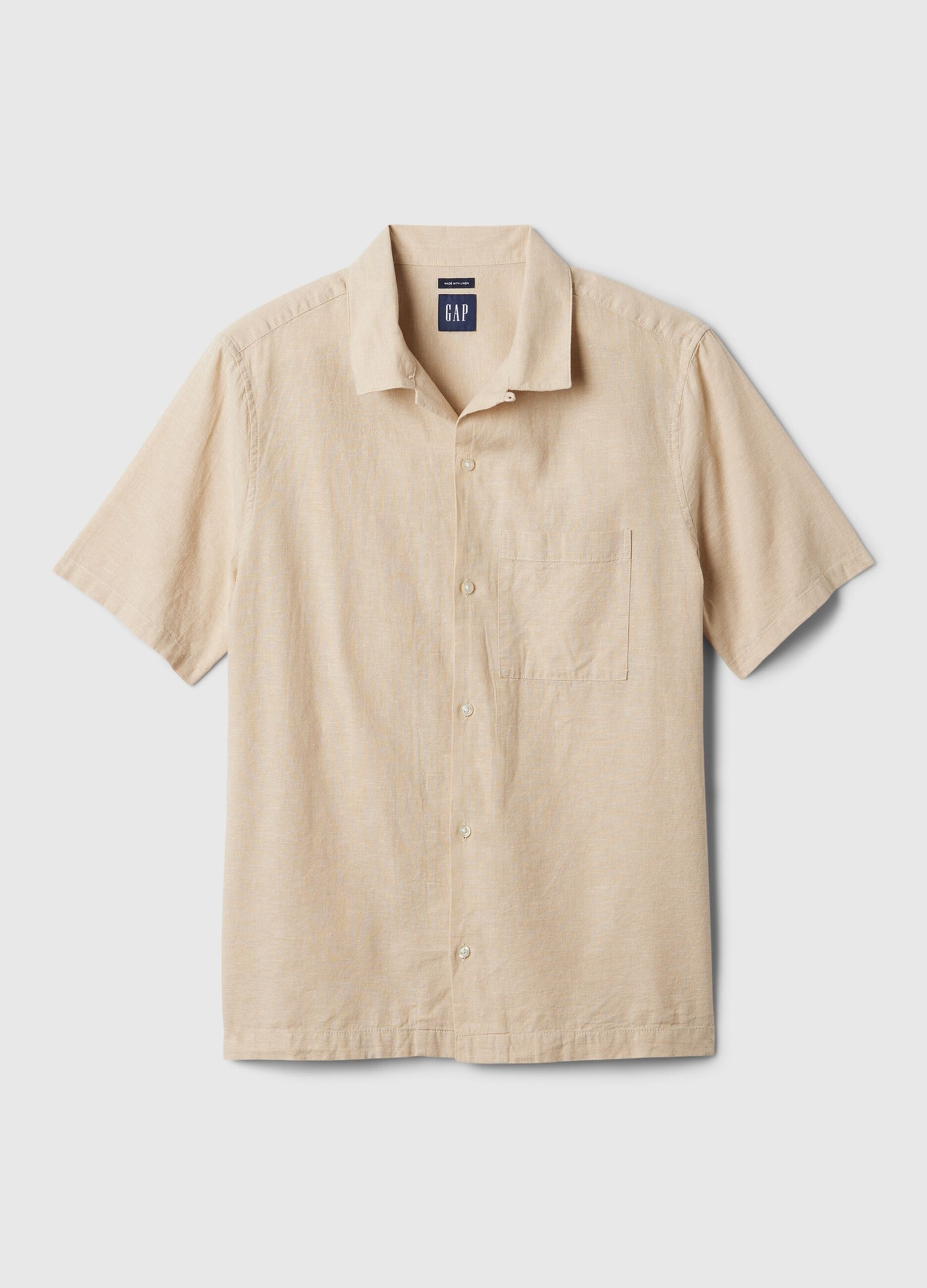 Linen and cotton short-sleeved shirt