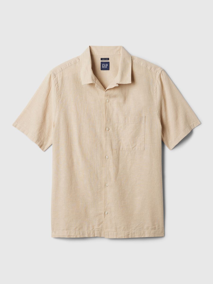 Linen and cotton short-sleeved shirt_3