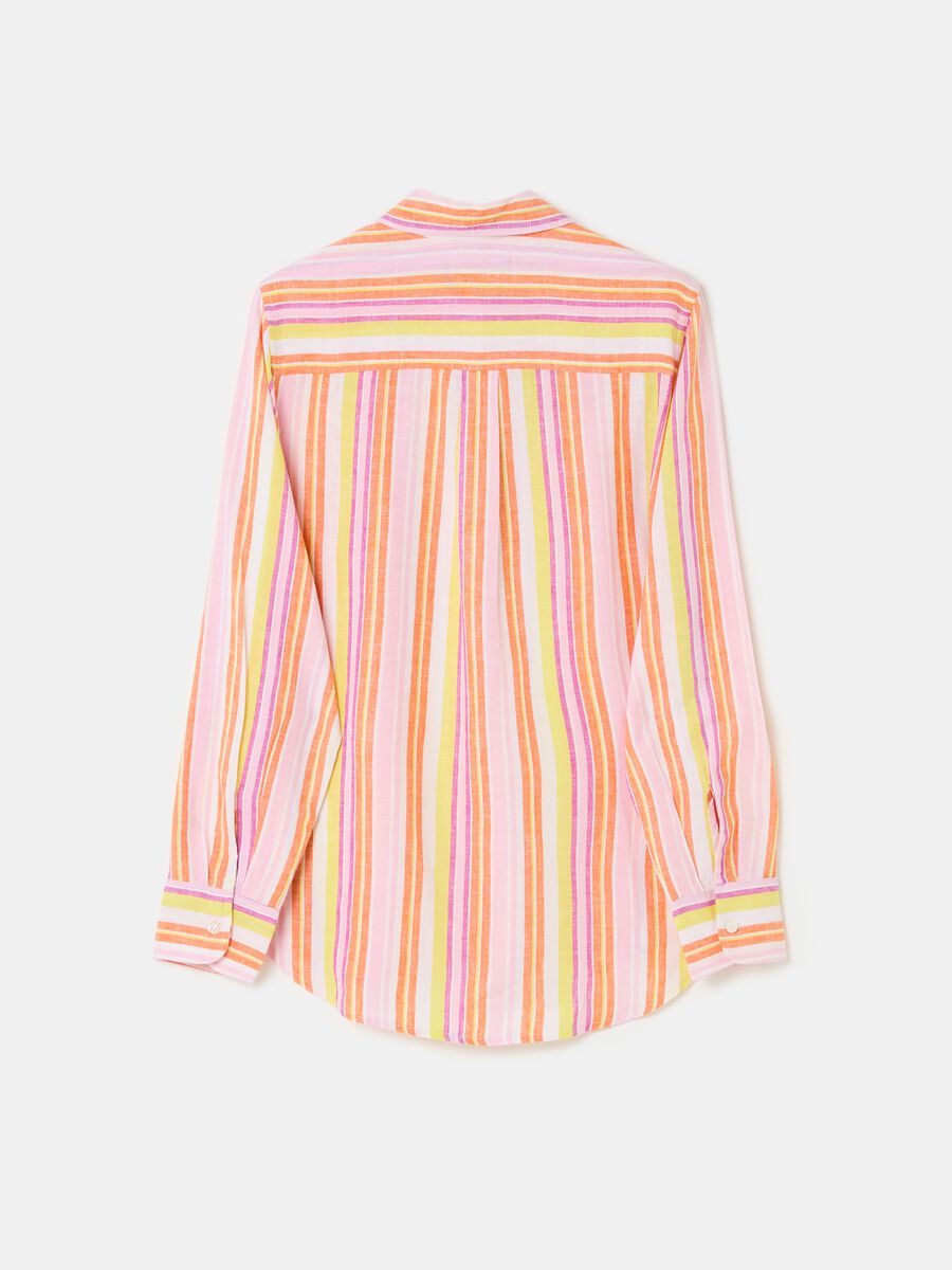 Linen and viscose shirt with multicoloured stripes_4