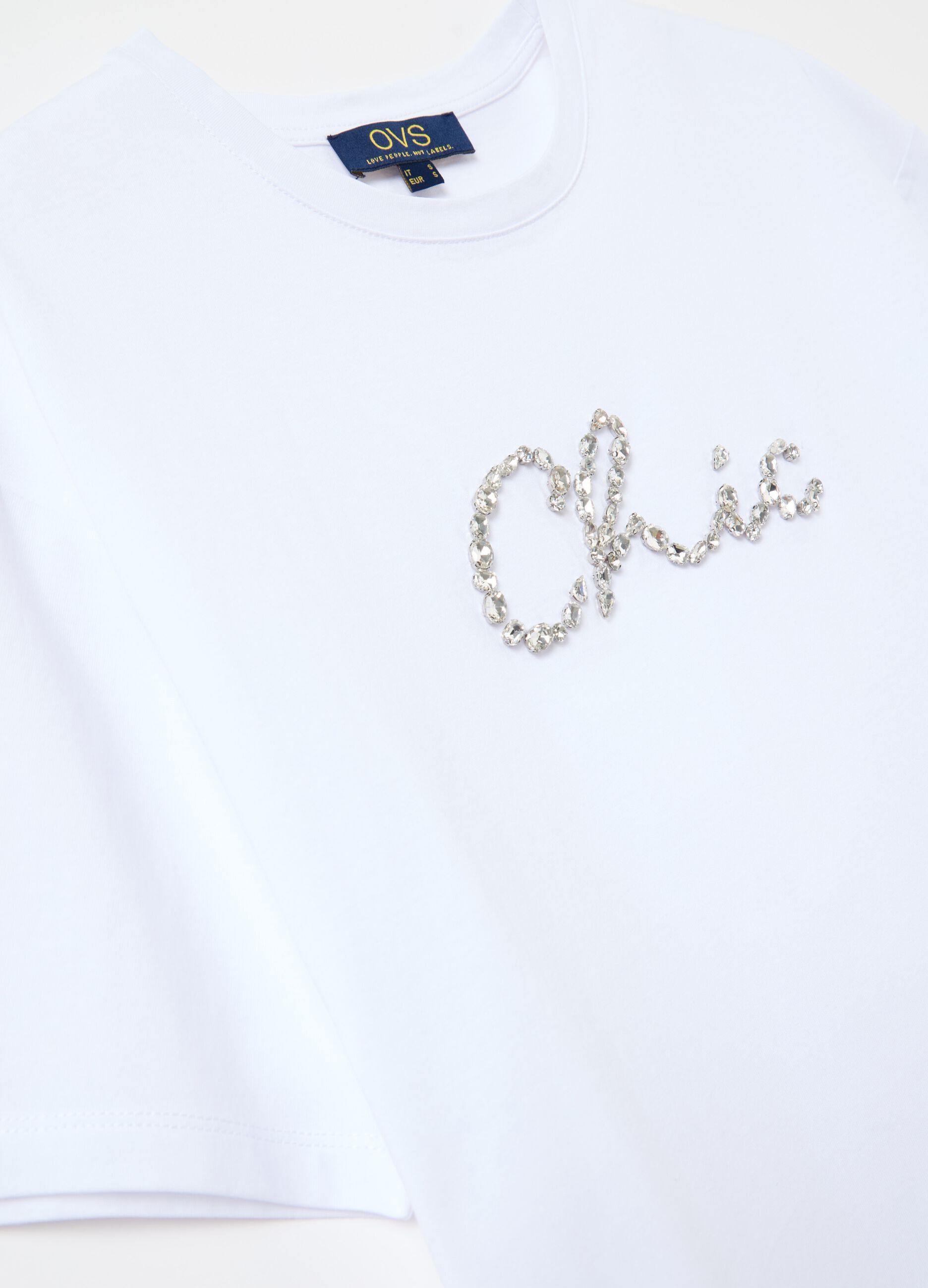 Boxy-fit T-shirt in cotton with gems