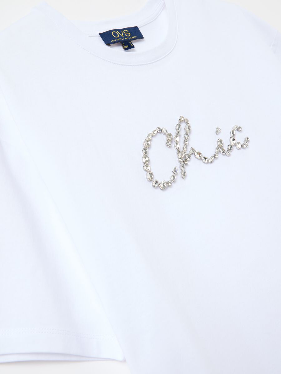 Boxy-fit T-shirt in cotton with gems_5
