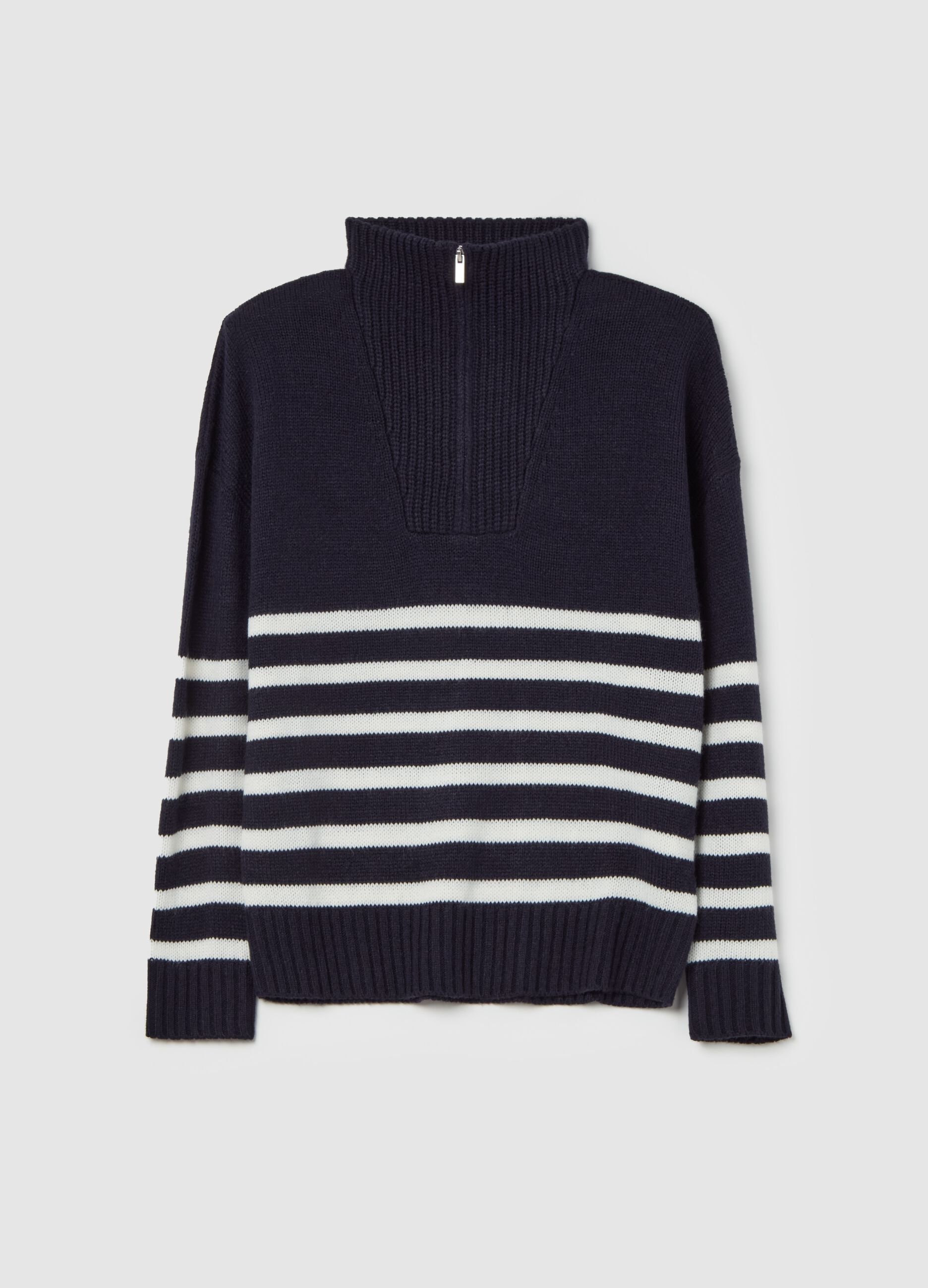 Striped half-zip pullover