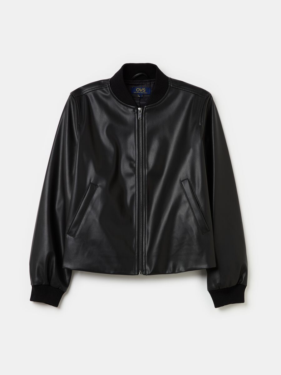 Glossy-effect bomber jacket with zip_4