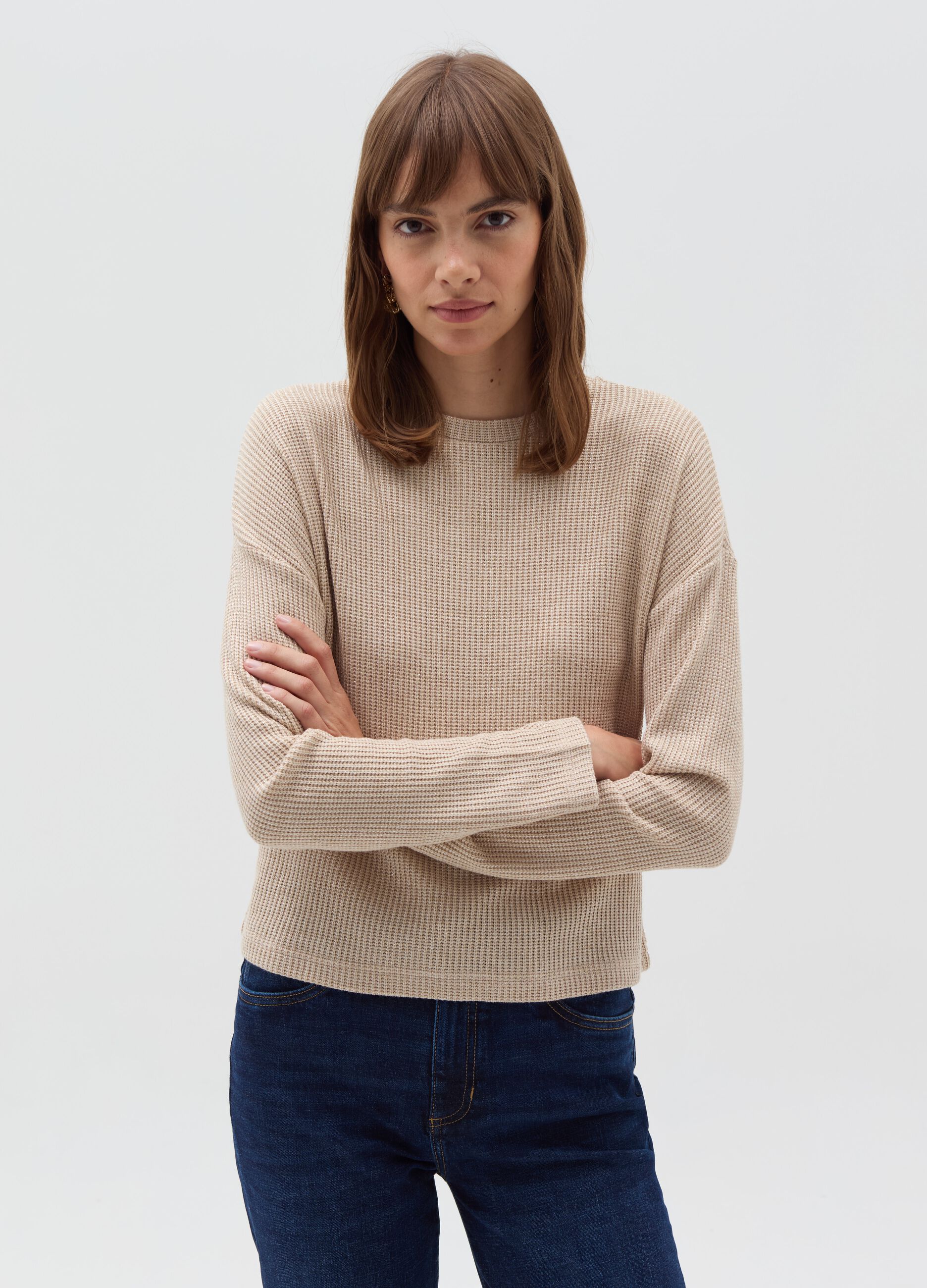 Flat ribbed top with lurex