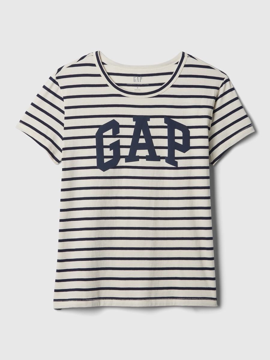 Striped T-shirt with logo print_3