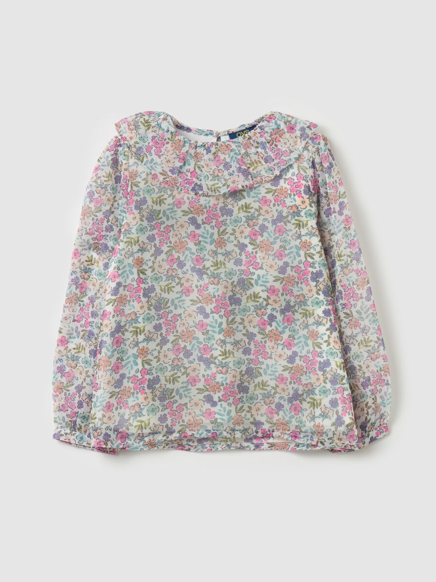 Blusa floreale con colletto a fiore_0