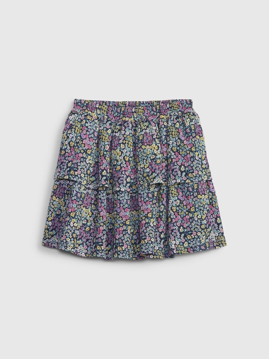 Tiered miniskirt with small flowers print_0