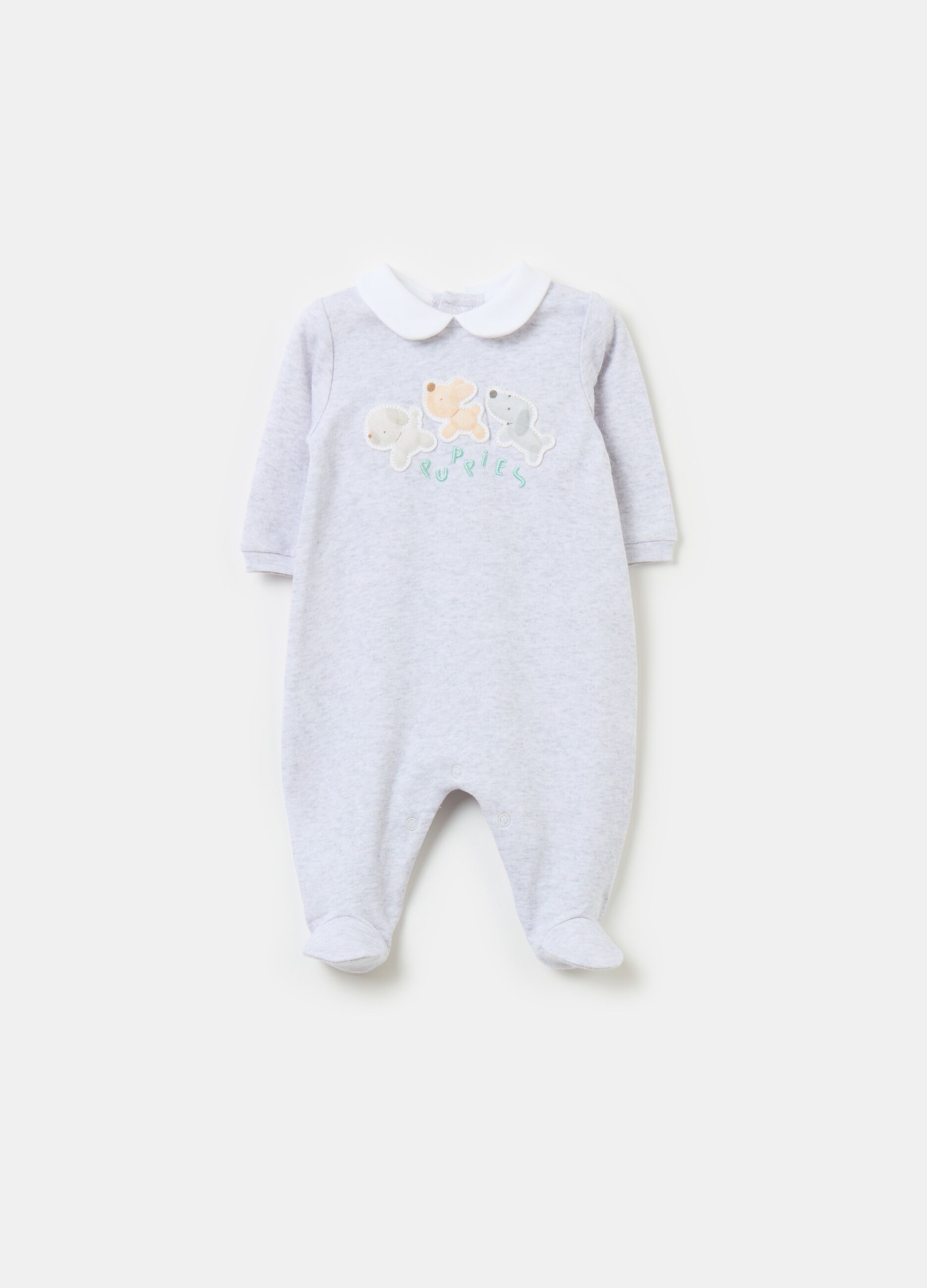 Organic cotton onesie with feet and application