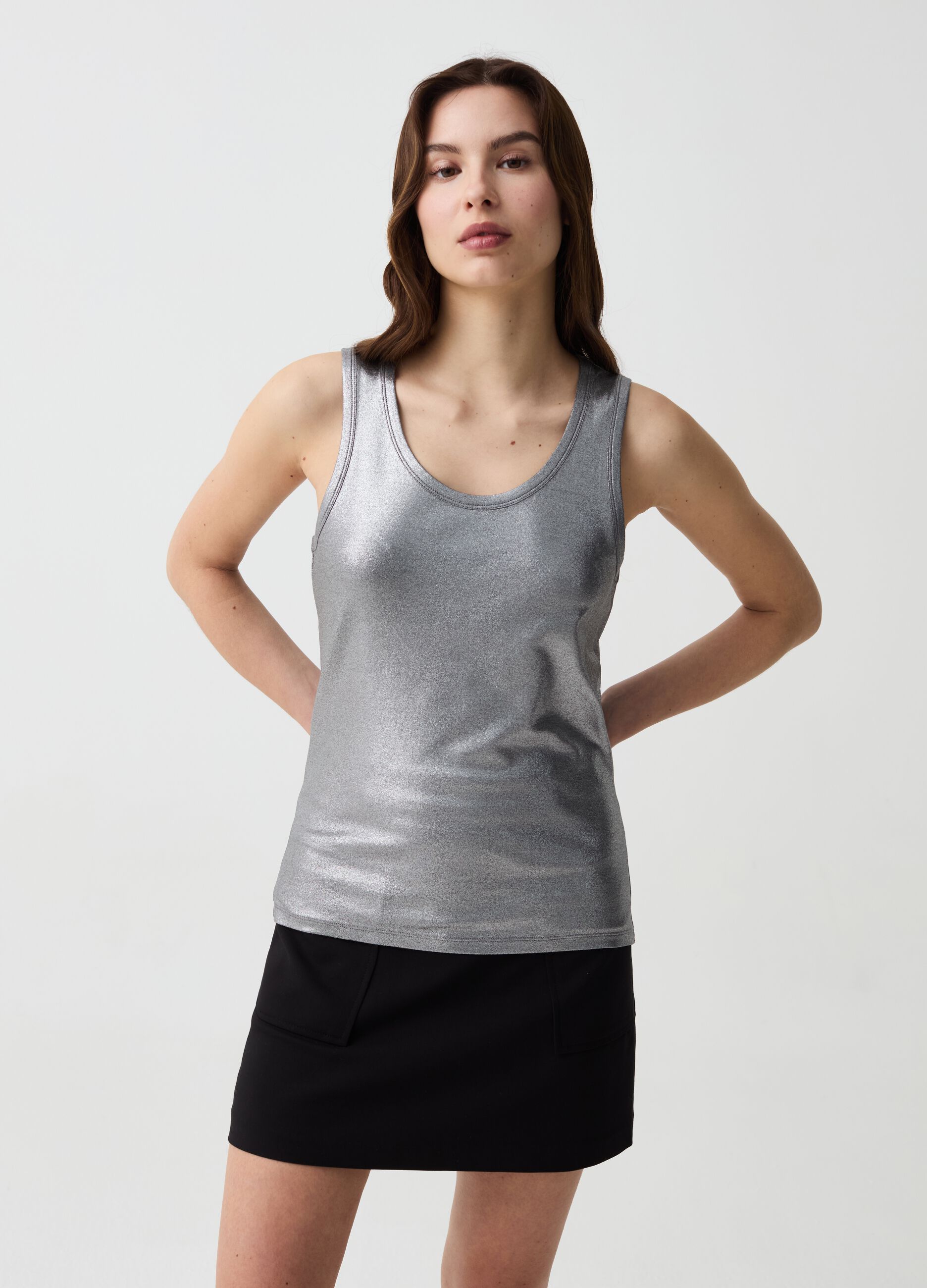 Ovs Tank top effetto metallizzato con glitter