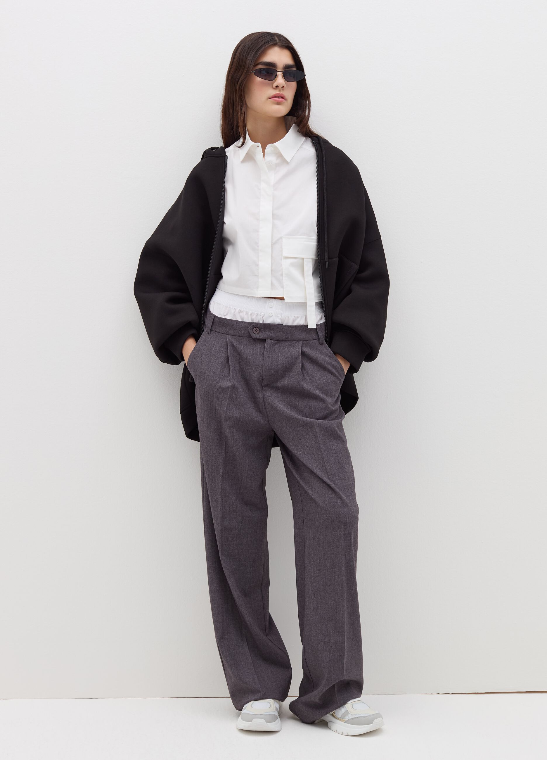 Palazzo trousers with boxer waist