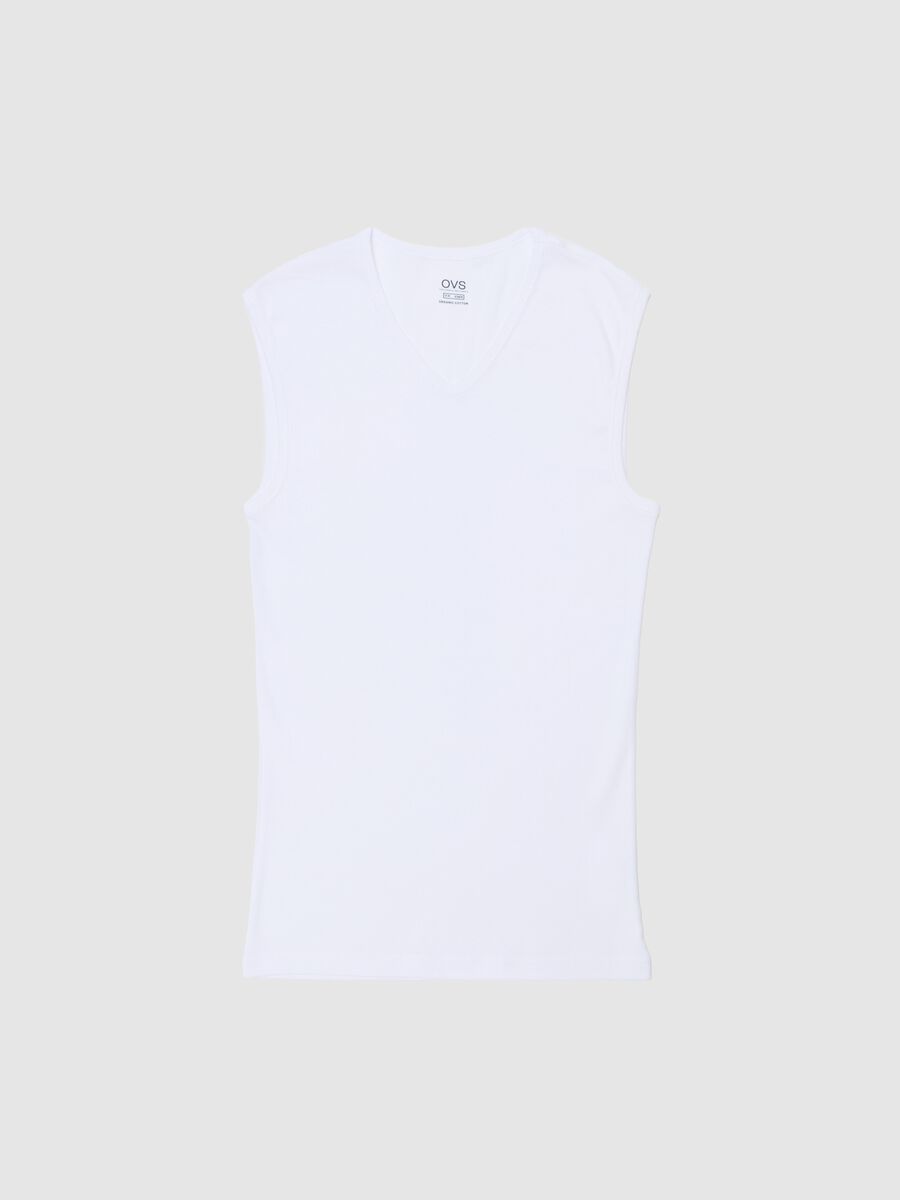 Tank top in cotone bio con scollo a V_0