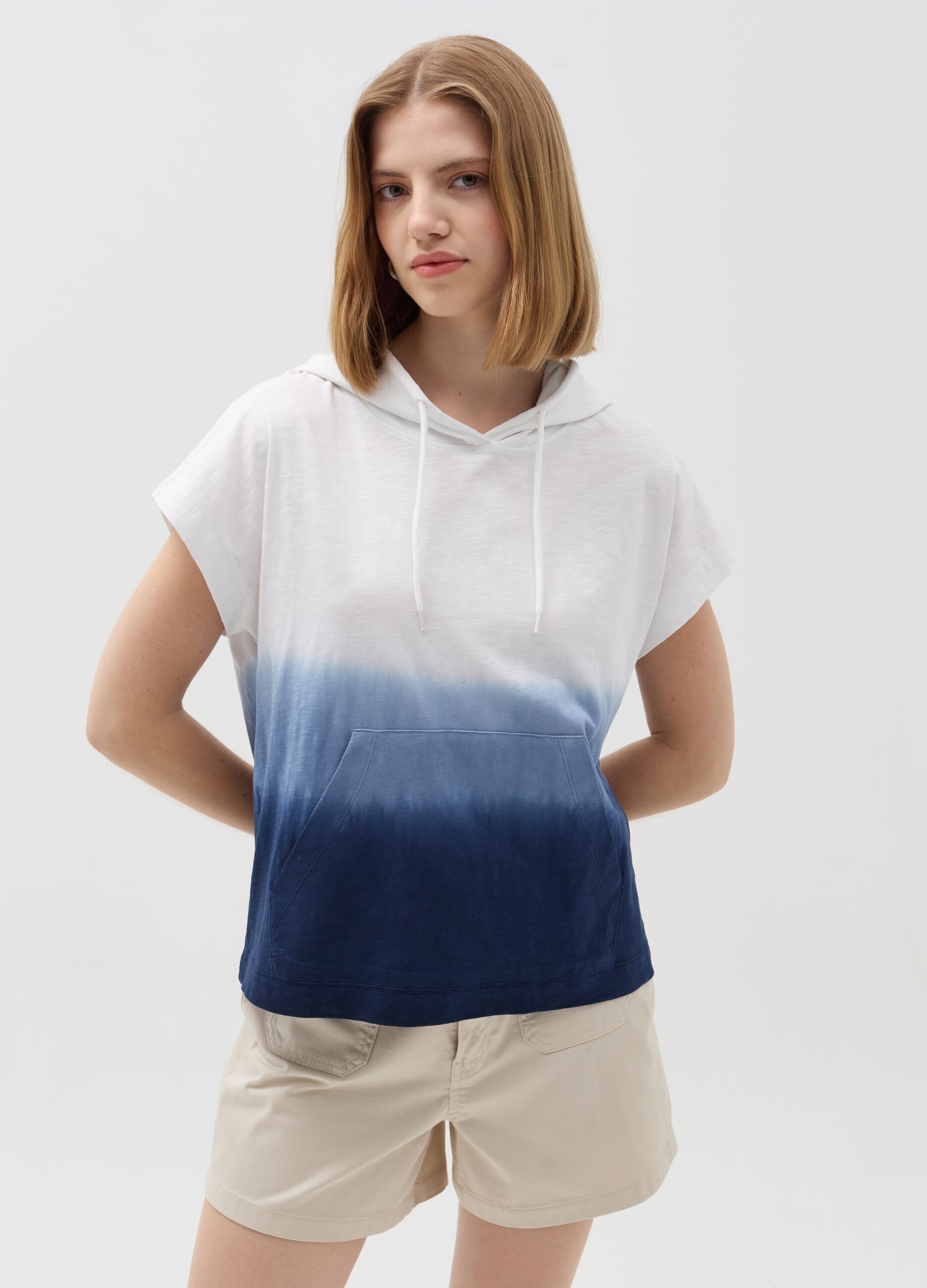 Ovs T-shirt Essential Dip Dye con cappuccio