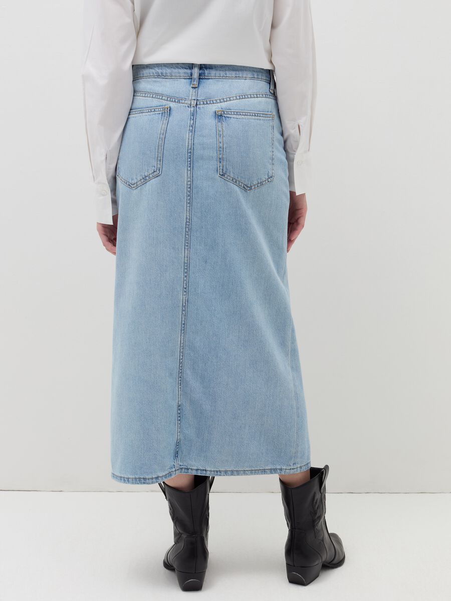 Long denim skirt with split_2