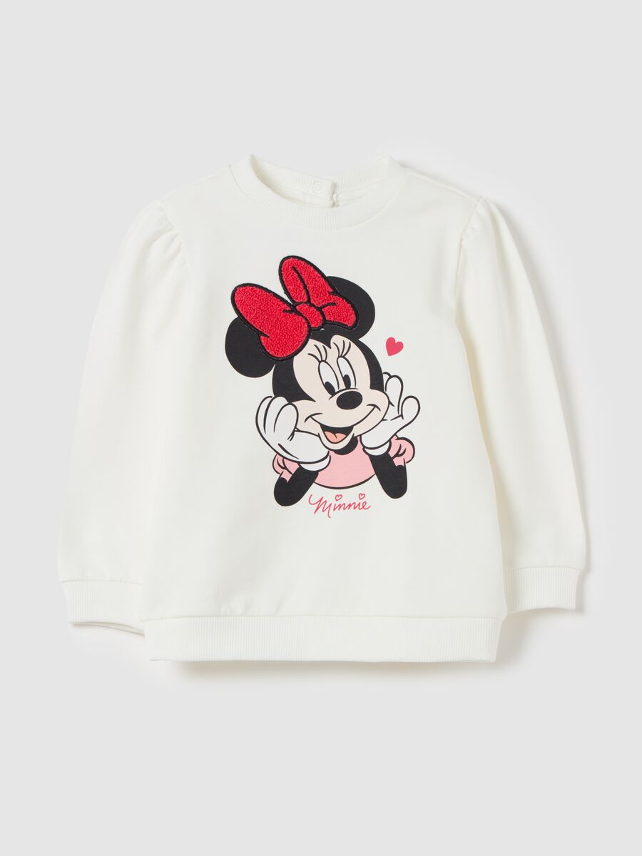 Stretch cotton sweatshirt with Minnie Mouse print_0