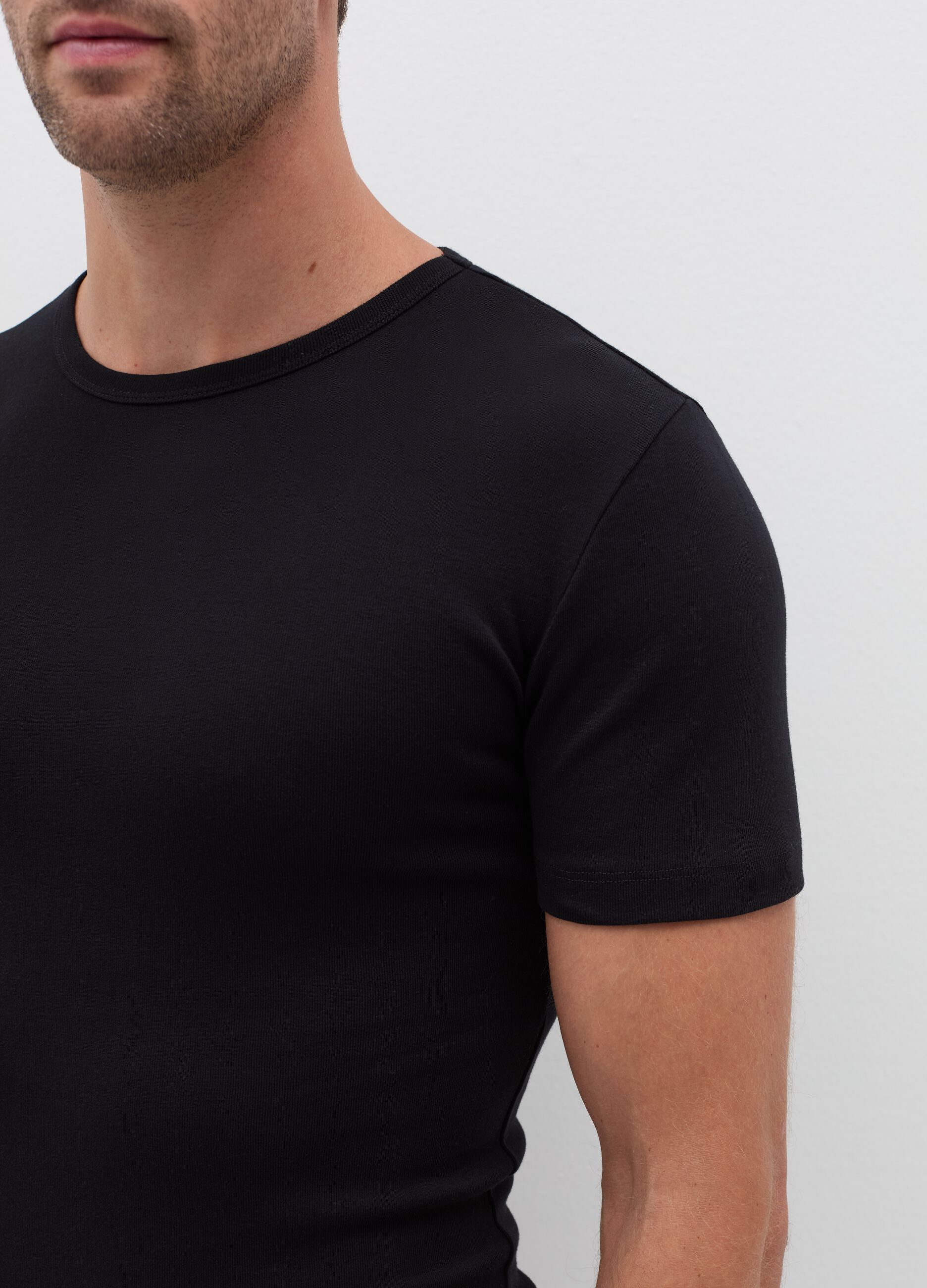 Two-pack undershirts with thin ribbing