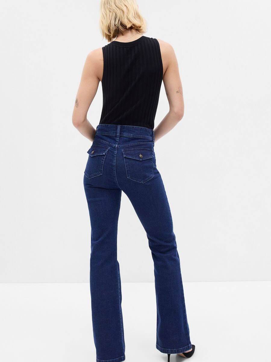 High-rise flare-fit jeans with buttons_1