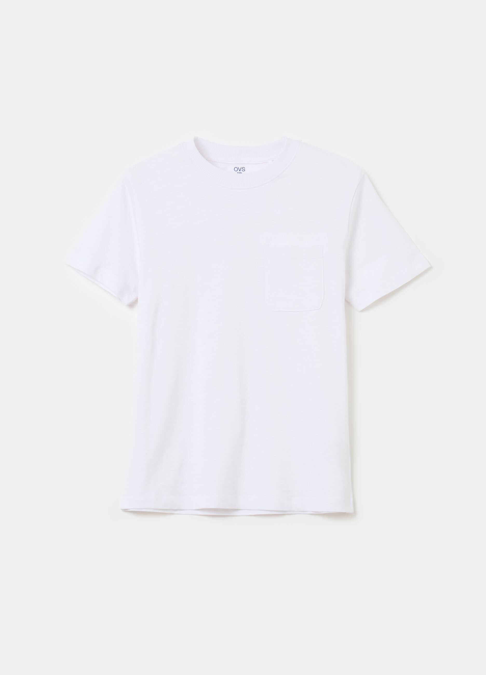 T-shirt in cotone slub con taschino