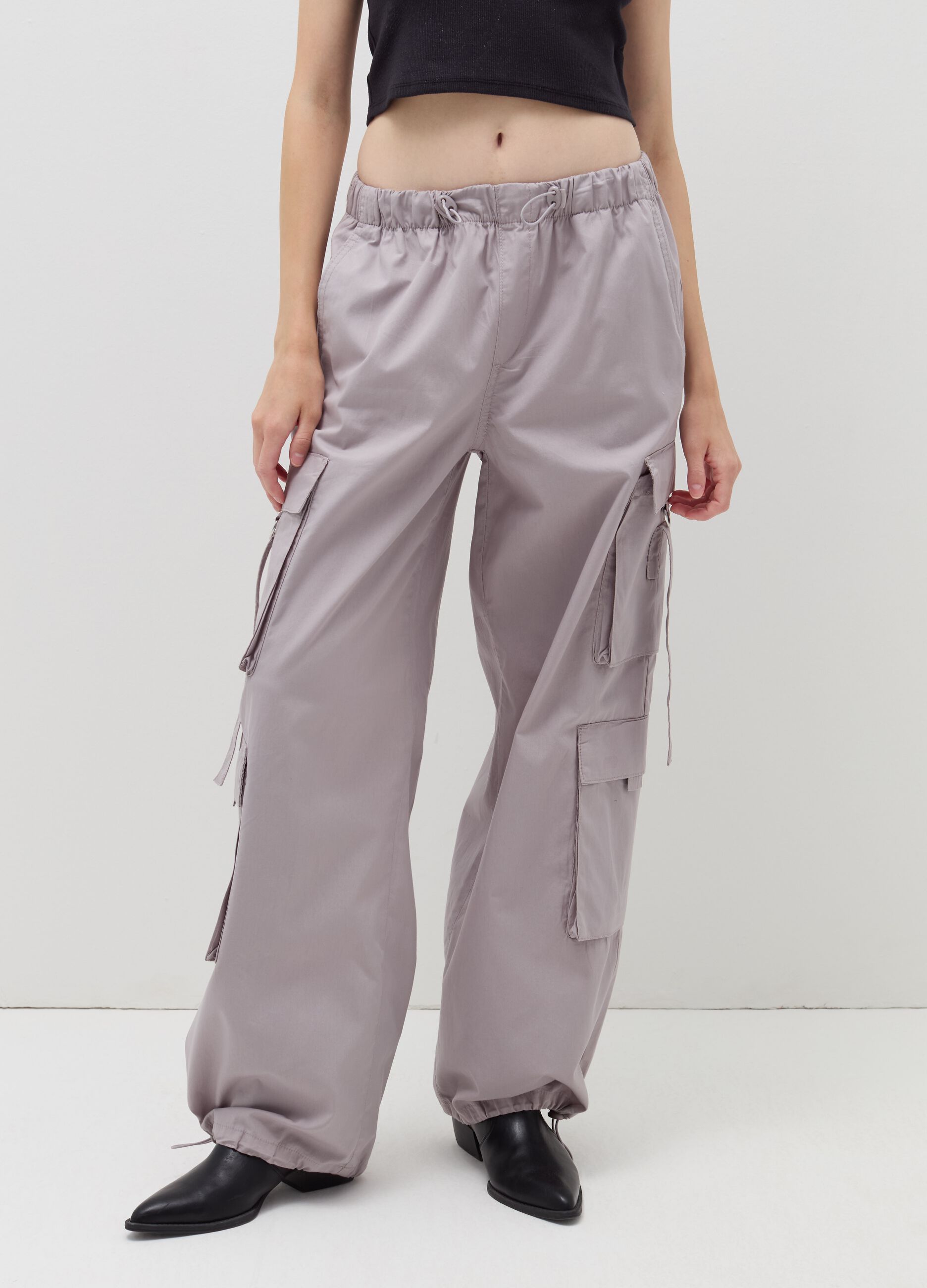 Cotton cargo parachute trousers