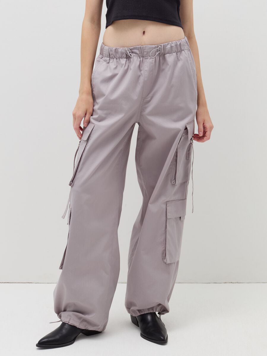 Cotton cargo parachute trousers_1