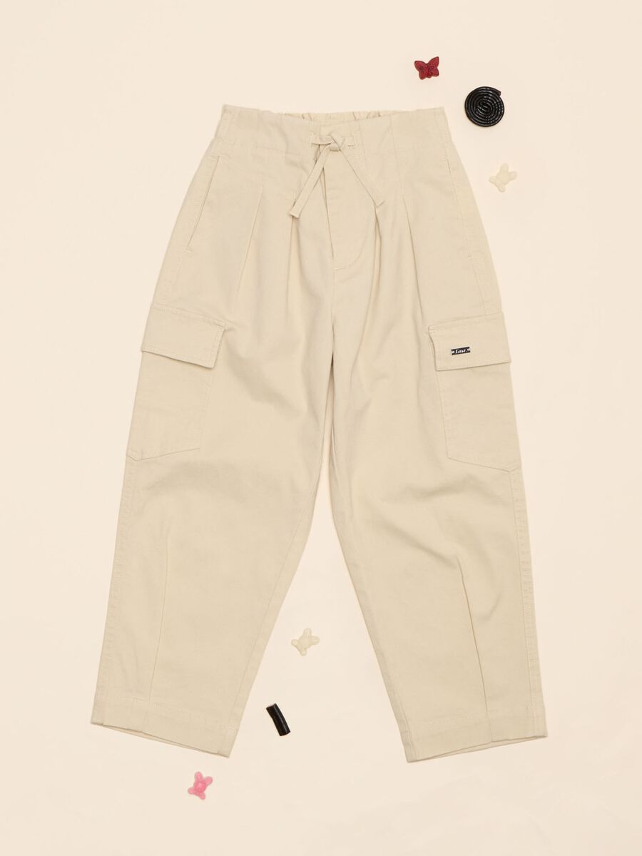 Pantaloni cargo in twill di cotone stretch_0