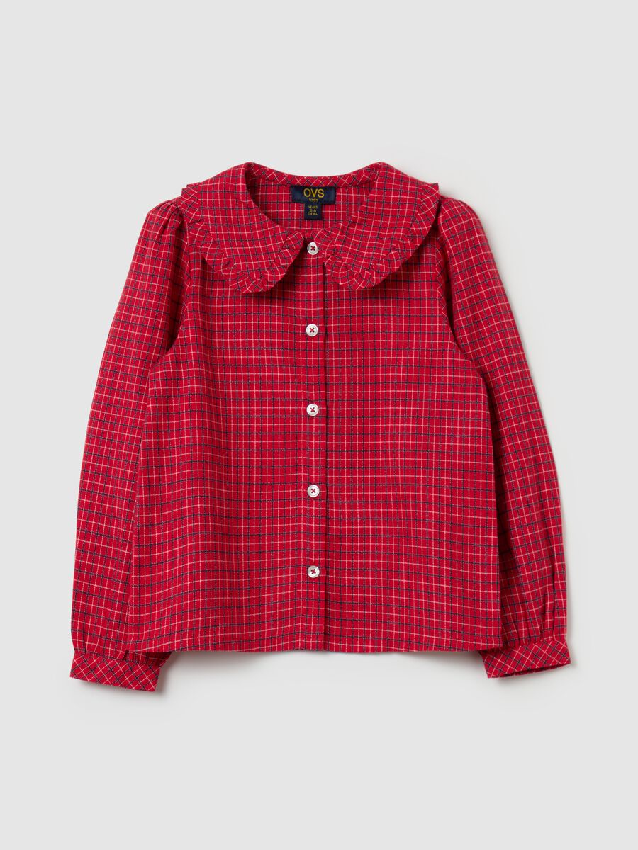 Check shirt with Peter Pan collar_0