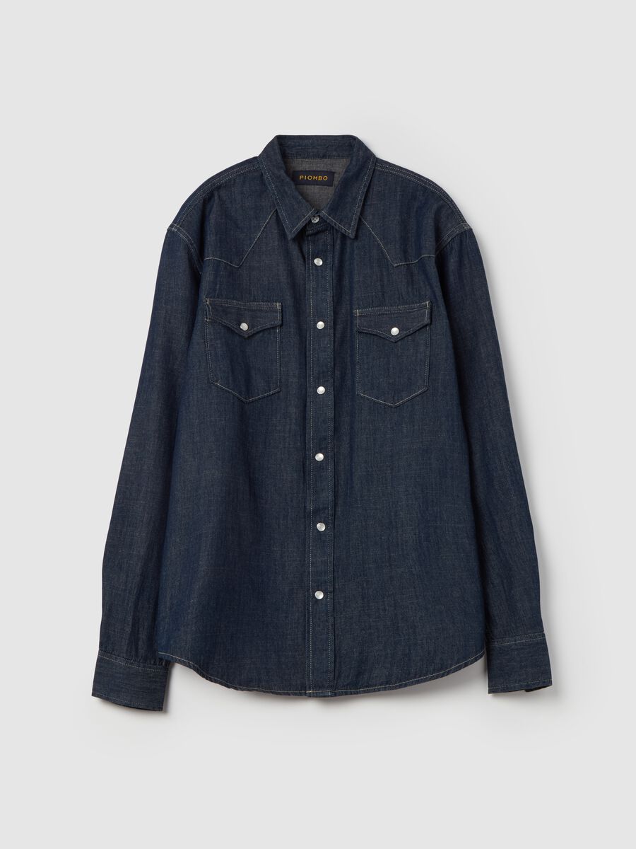 Western shirt in rinsed denim_4