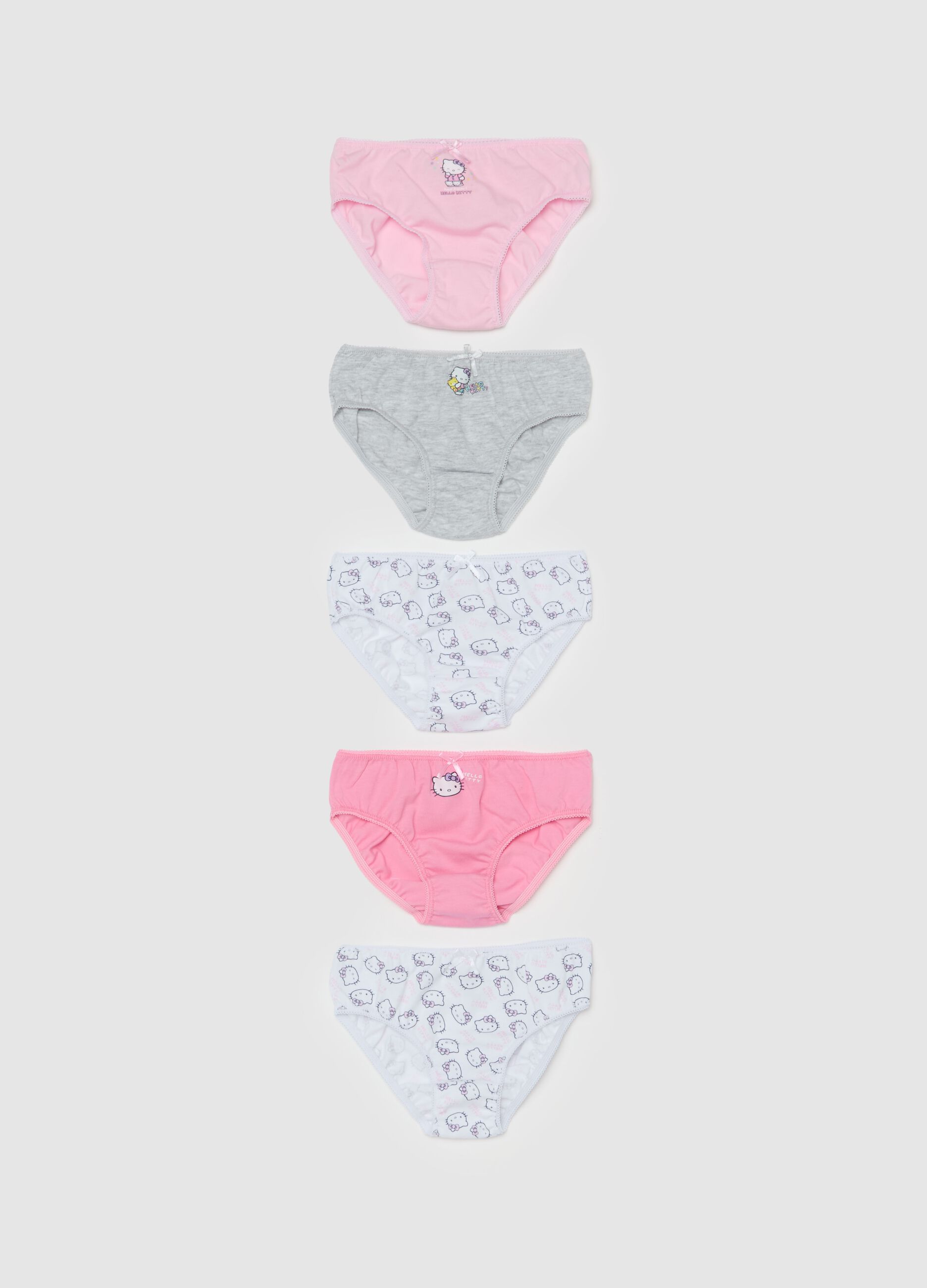 Five-pack organic cotton briefs with Hello Kitty print