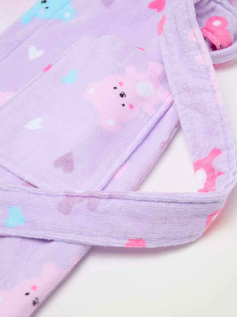 Bathrobe in organic cotton with teddy bears print_2