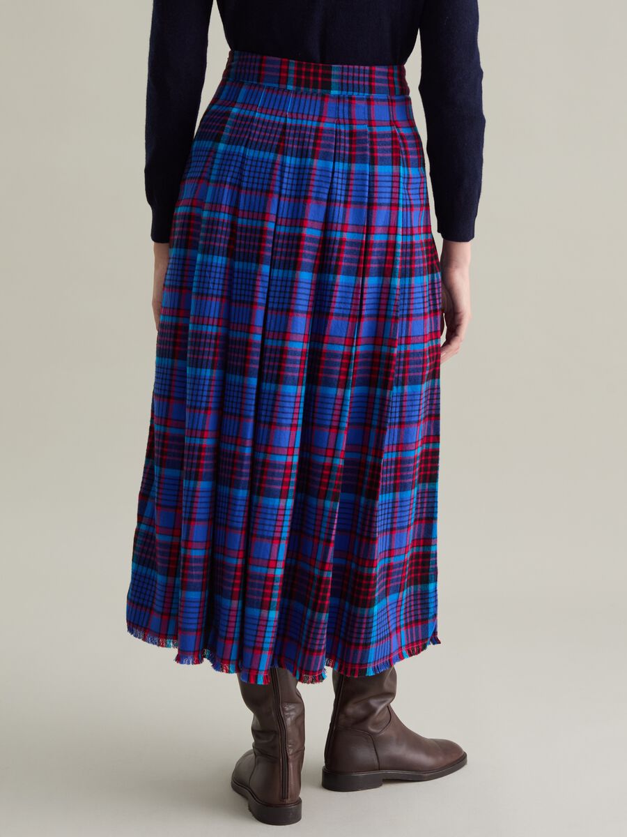 Pleated midi skirt with check pattern_2