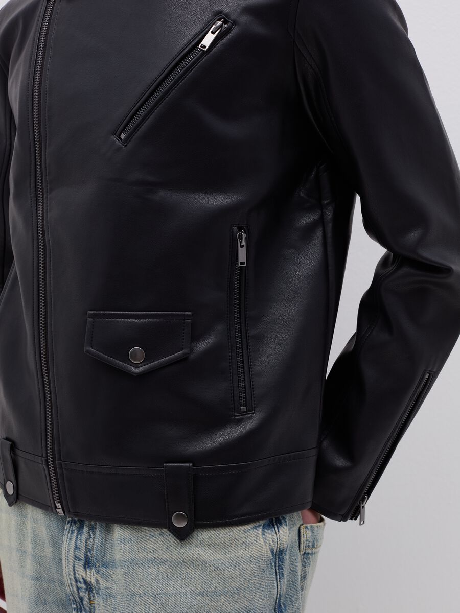 Giacca biker effetto lucido full-zip_3