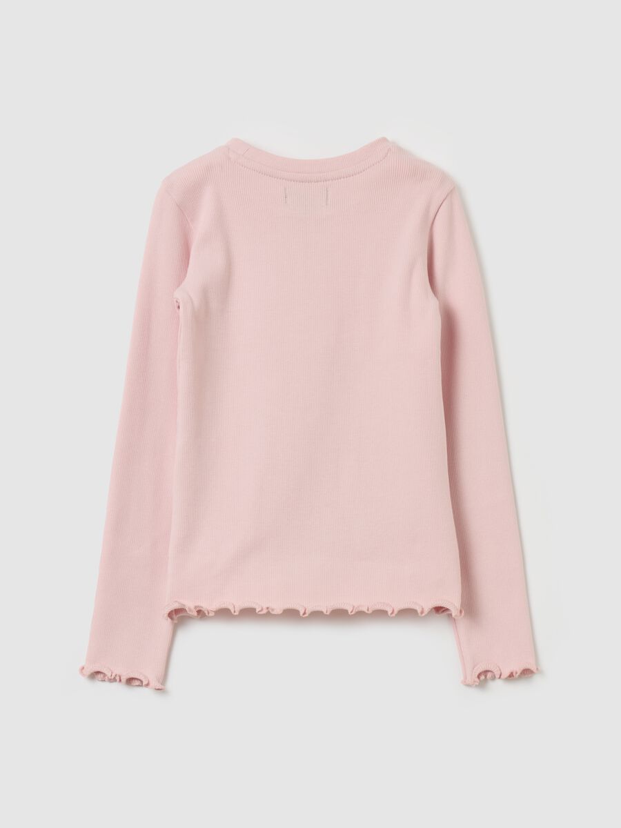 Long-sleeved T-shirt with wavy edging_1