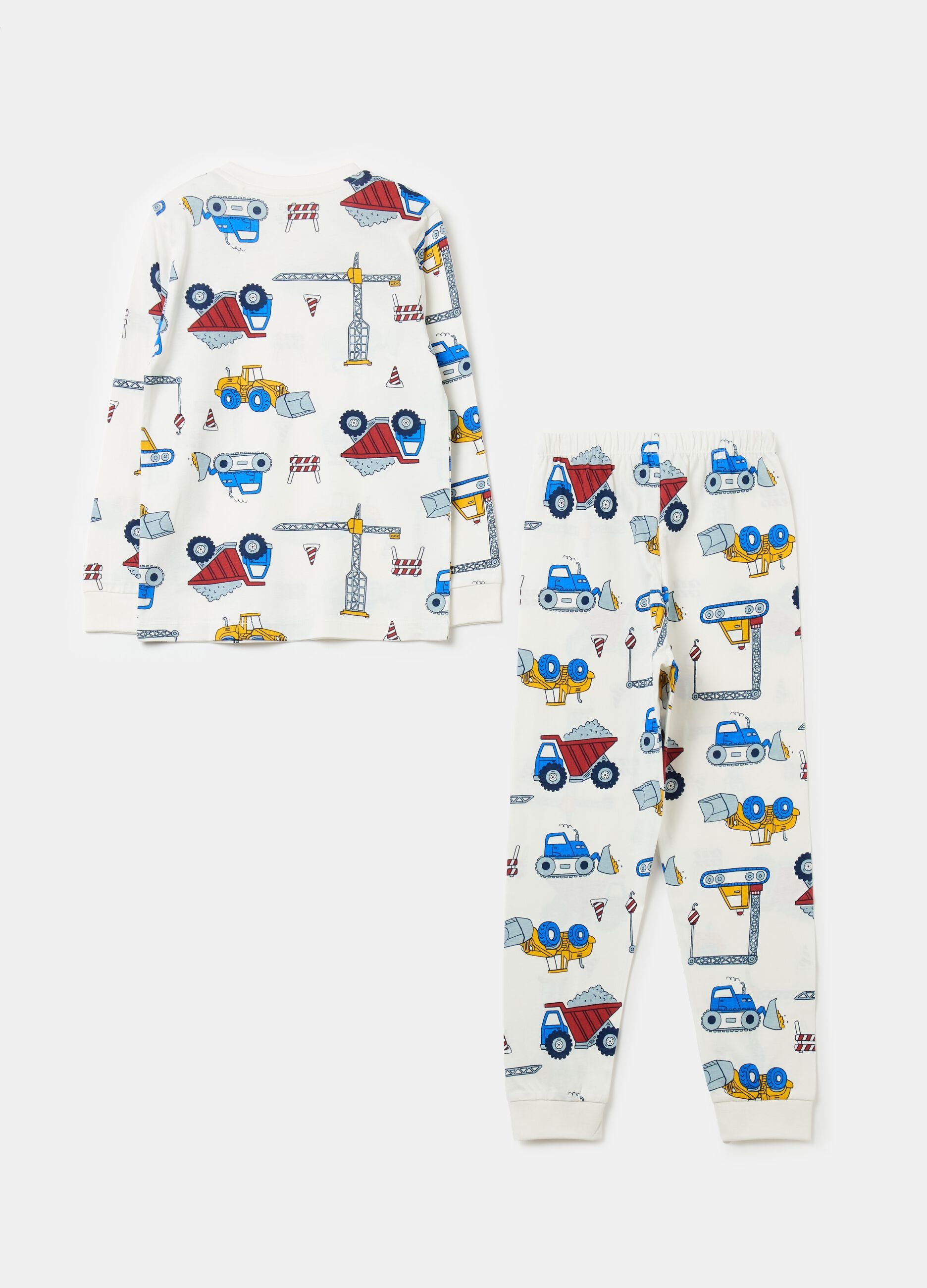 Pyjamas in organic cotton with machinery print