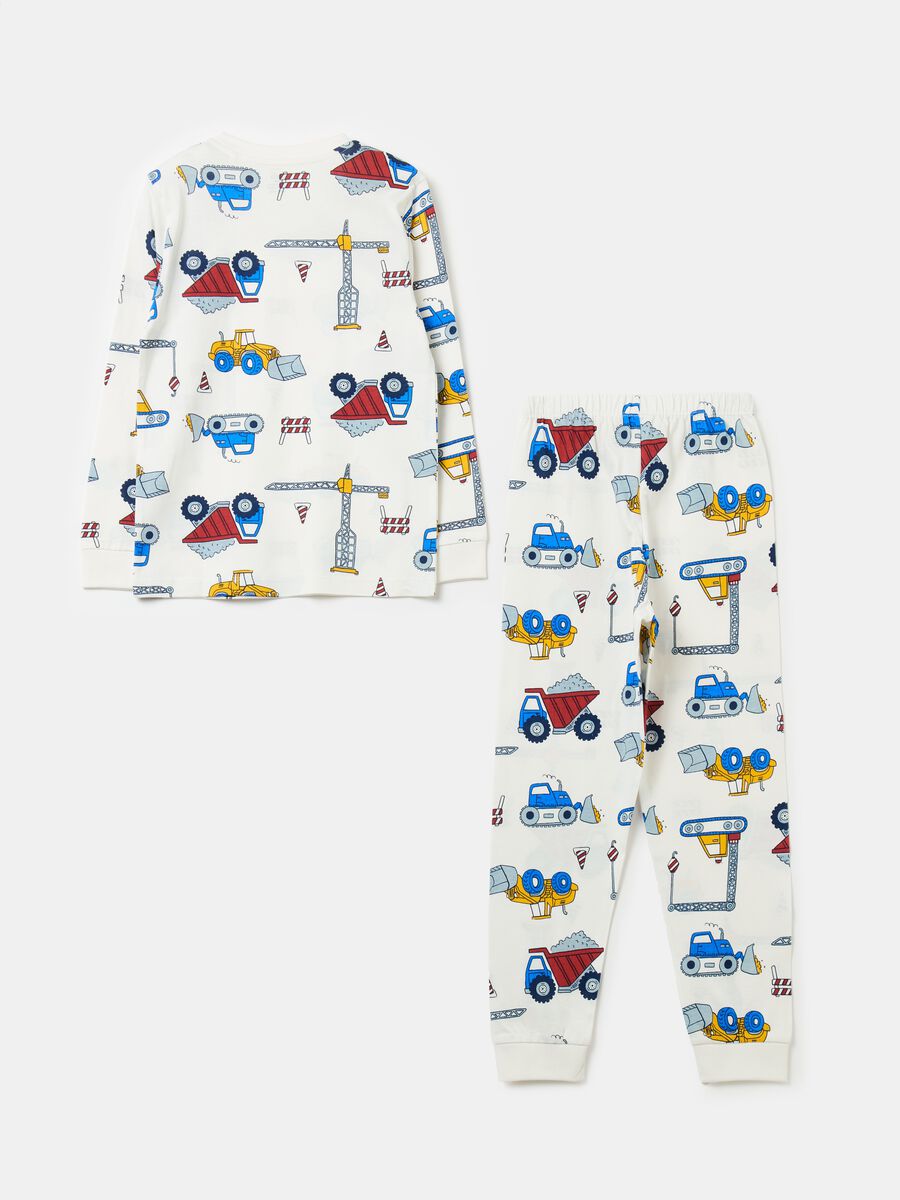 Pyjamas in organic cotton with machinery print_1