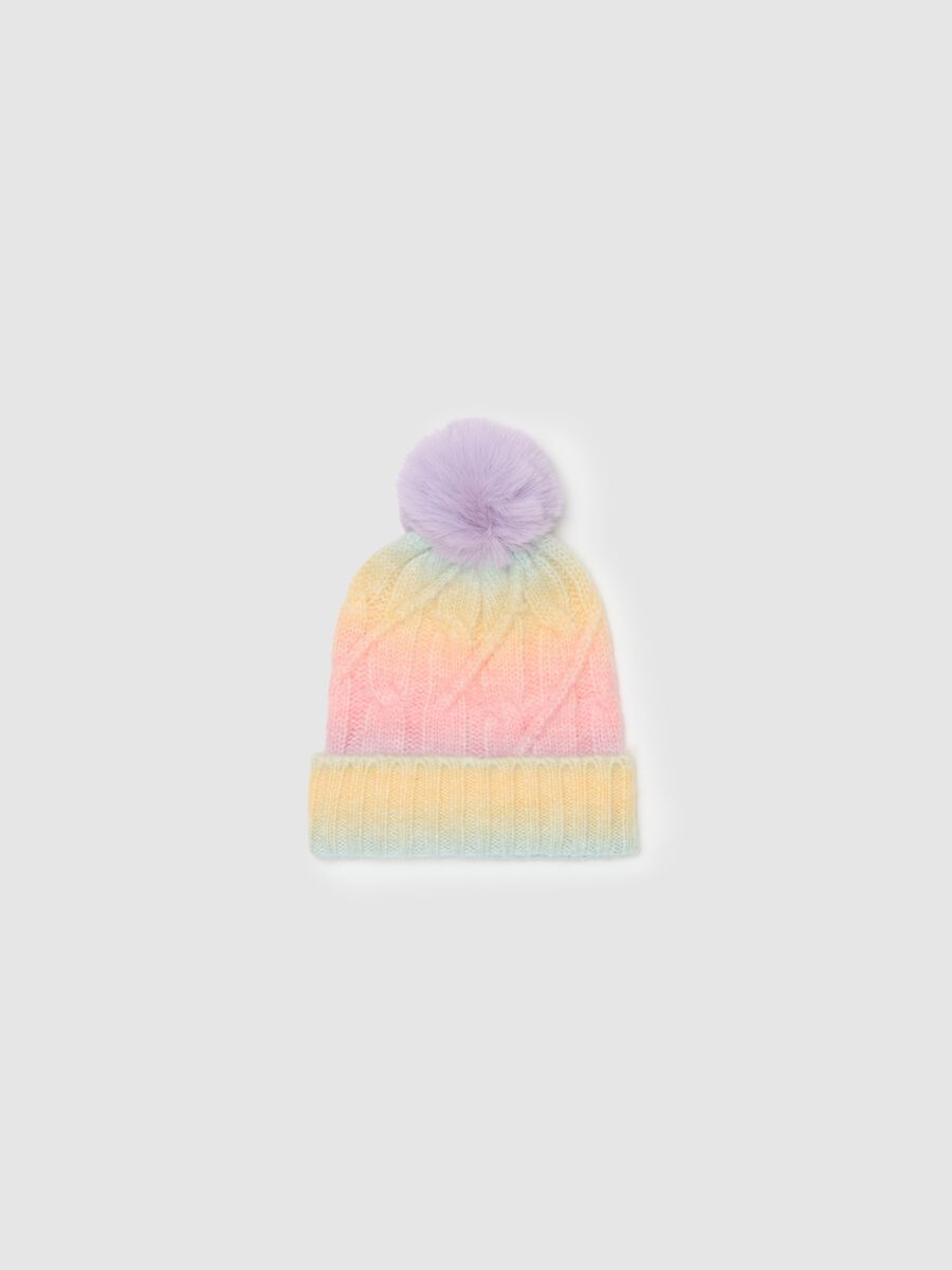 Dip-dye cable-knit hat with pompom_0