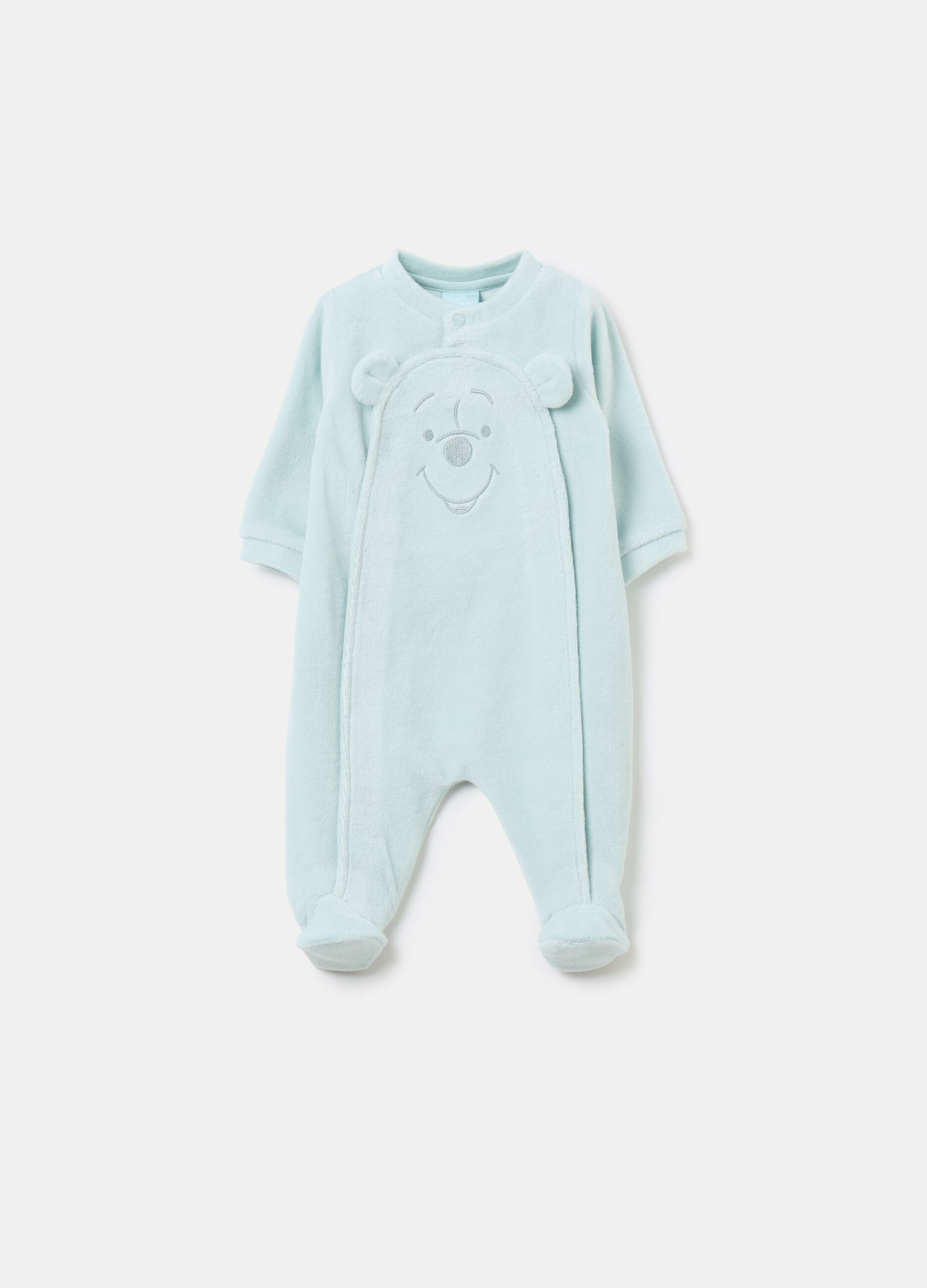 Velour onesie with Winnie The Pooh embroidery