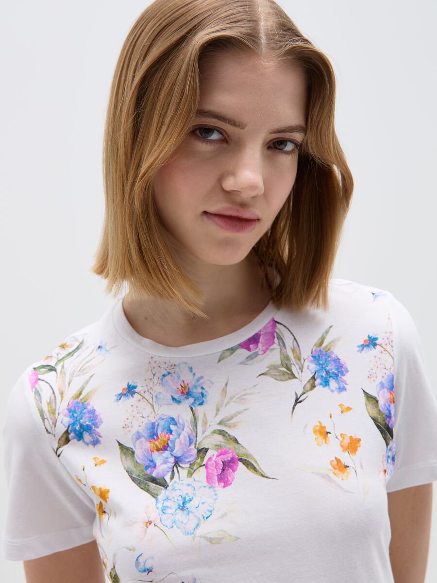 Cotton T-shirt with flowers print_1