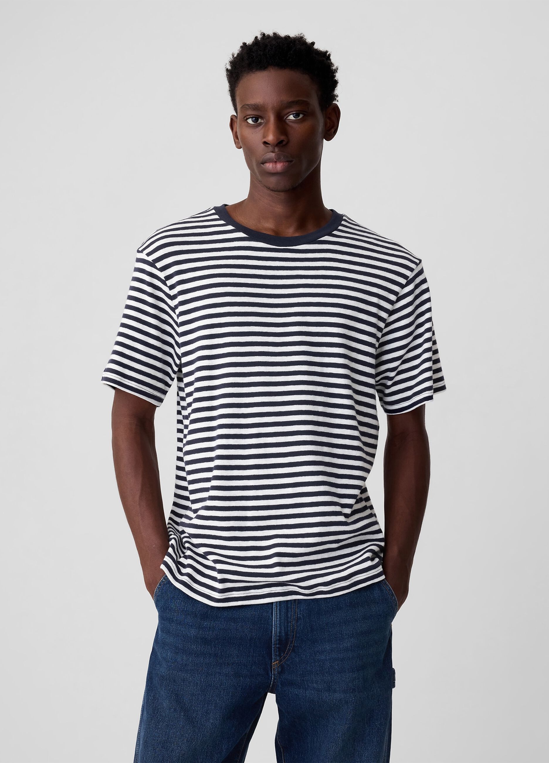 Striped T-shirt in slub jersey