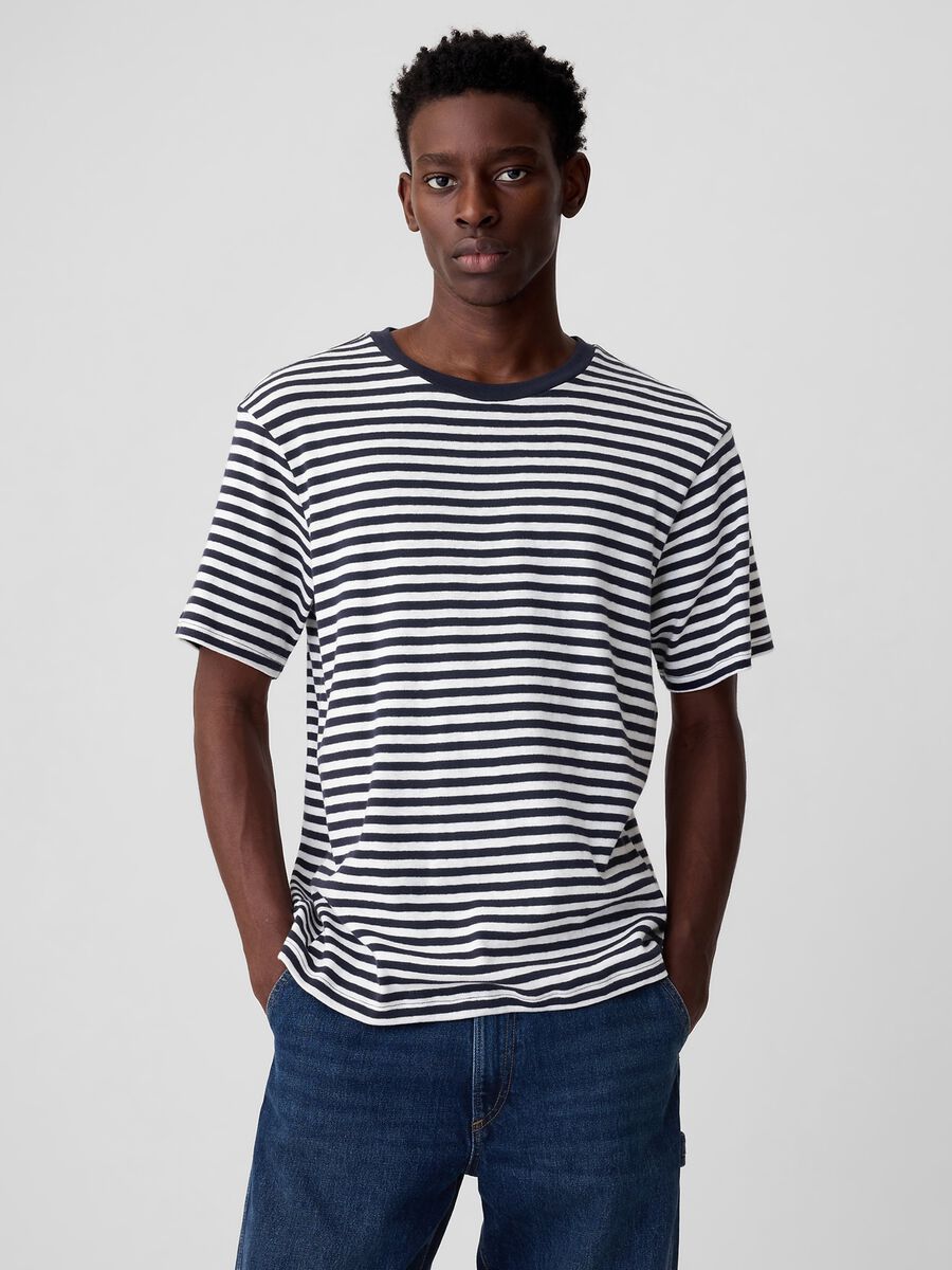 Striped T-shirt in slub jersey_0