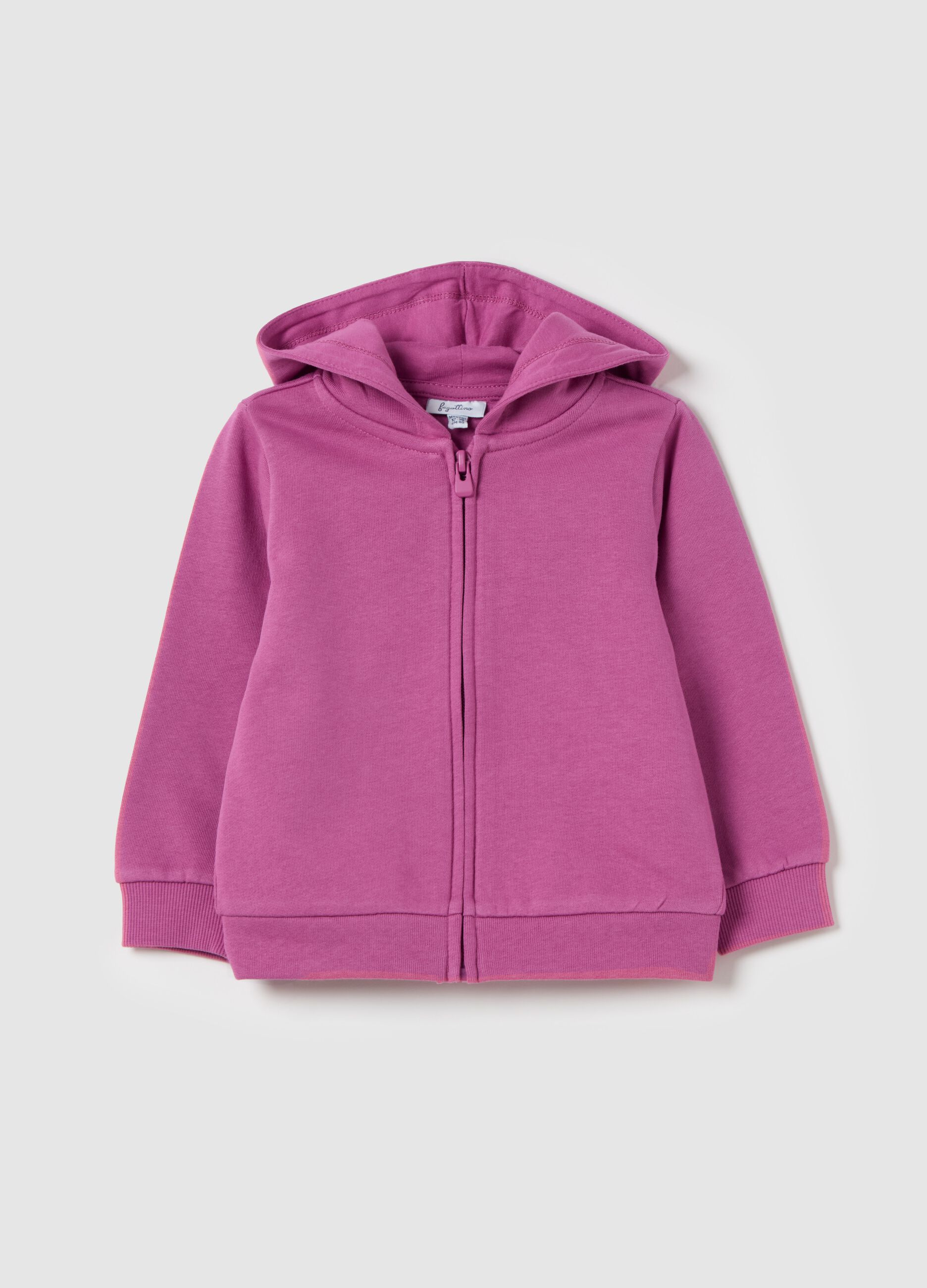 Full-zip in cotone bio con cappuccio