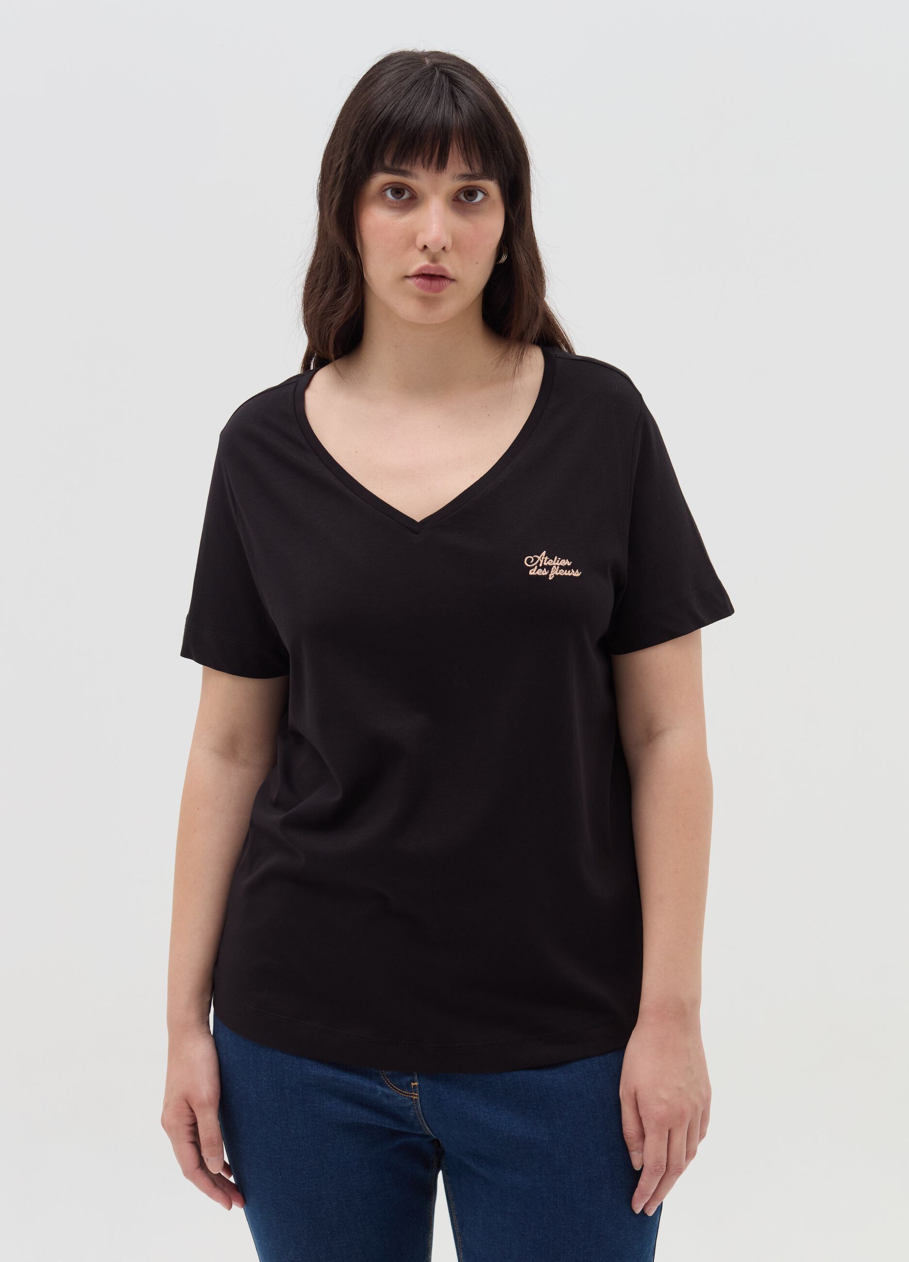 T-shirt con ricamo lurex Curvy