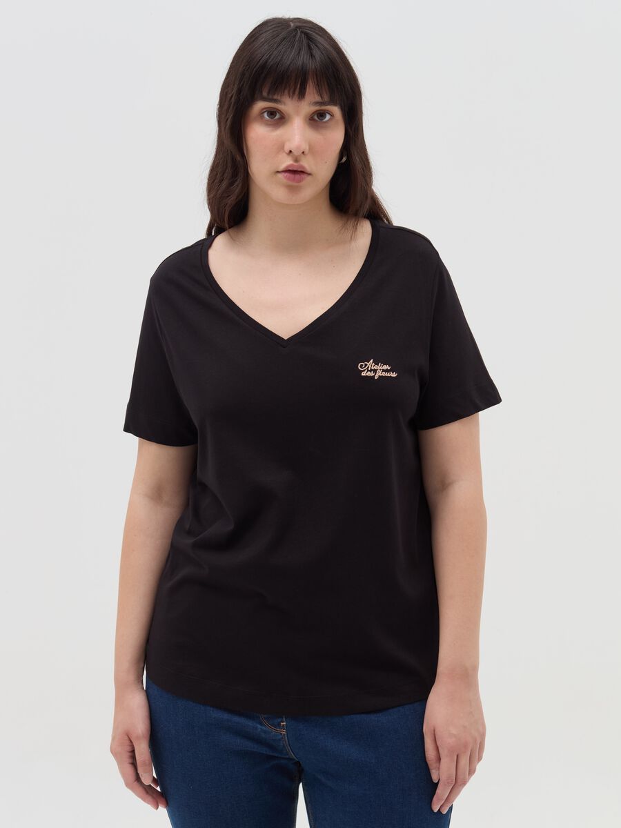 Curvy T-shirt with lurex embroidery_0