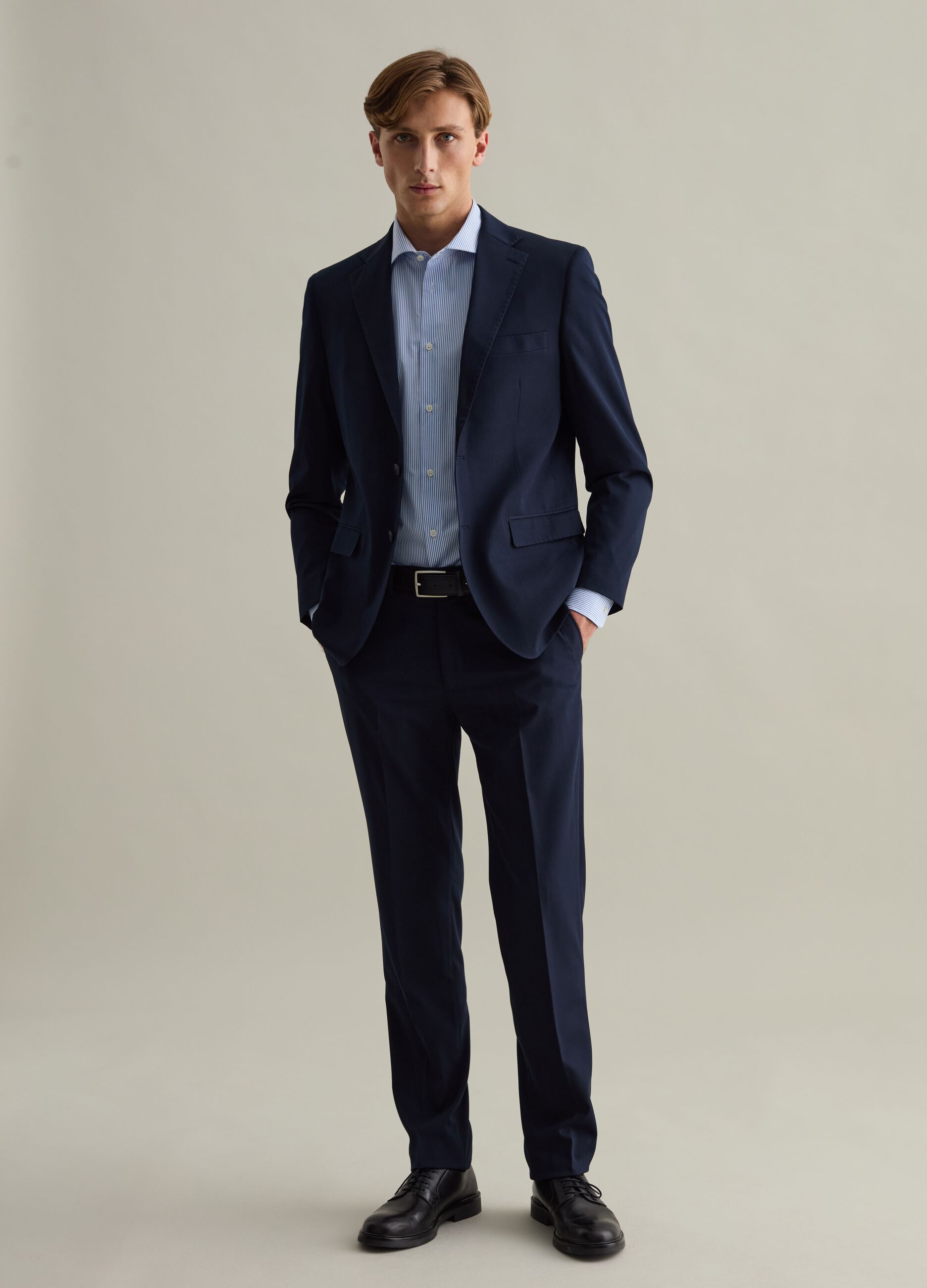 Blazer slim fit monopetto in twill stretch