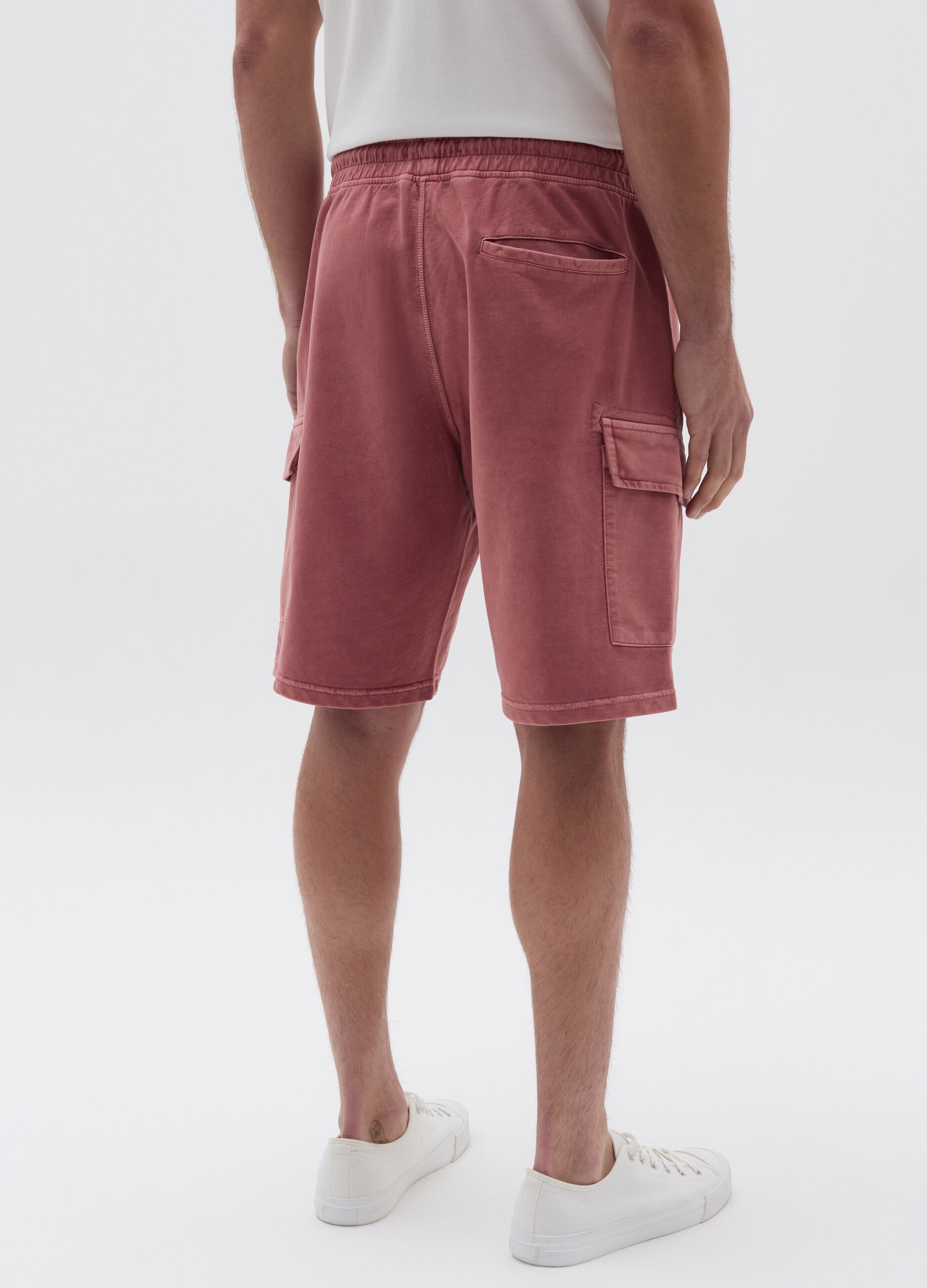 Cargo Bermuda shorts in cotton with drawstring