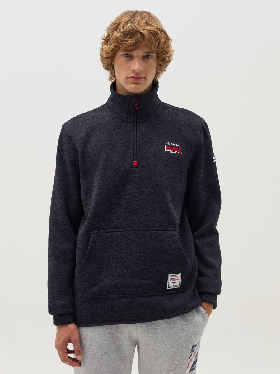 Half-zip sweatshirt with high neck and logo embroidery_1