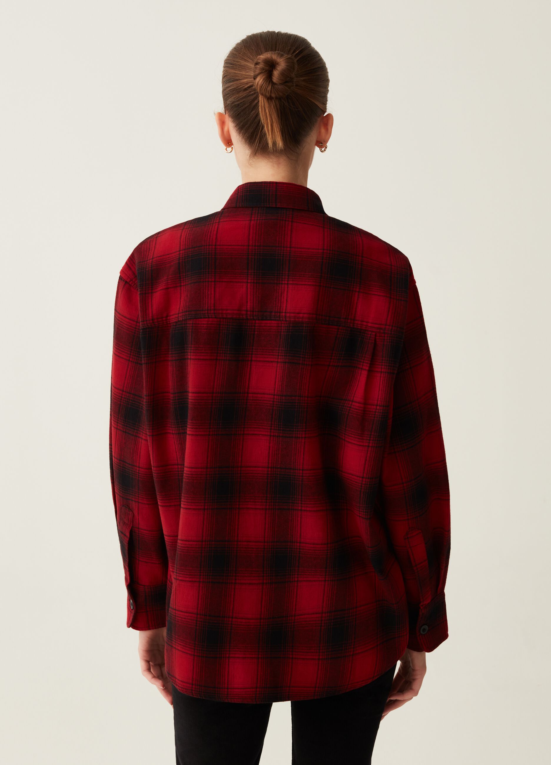 Flannel shacket with check pattern