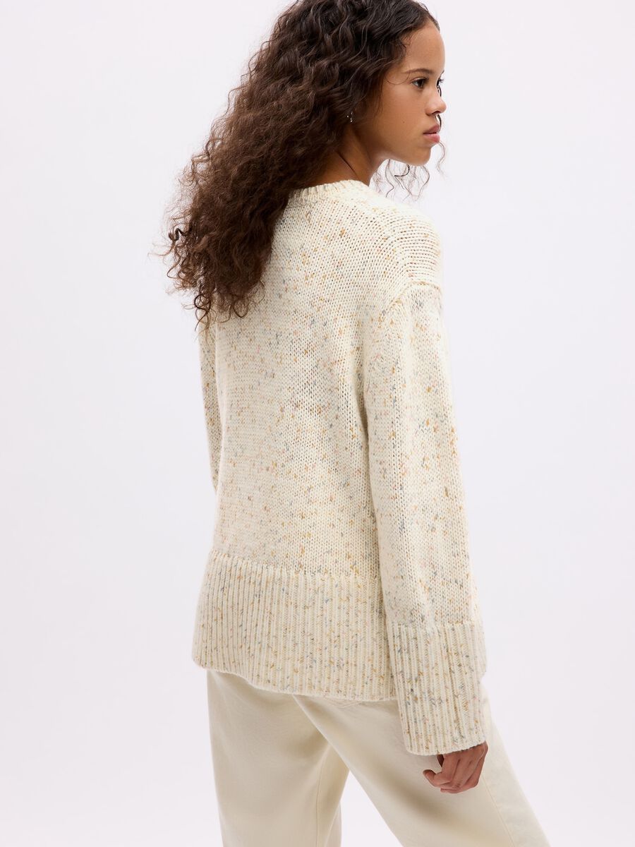 Mouliné-effect oversized pullover with splits_1