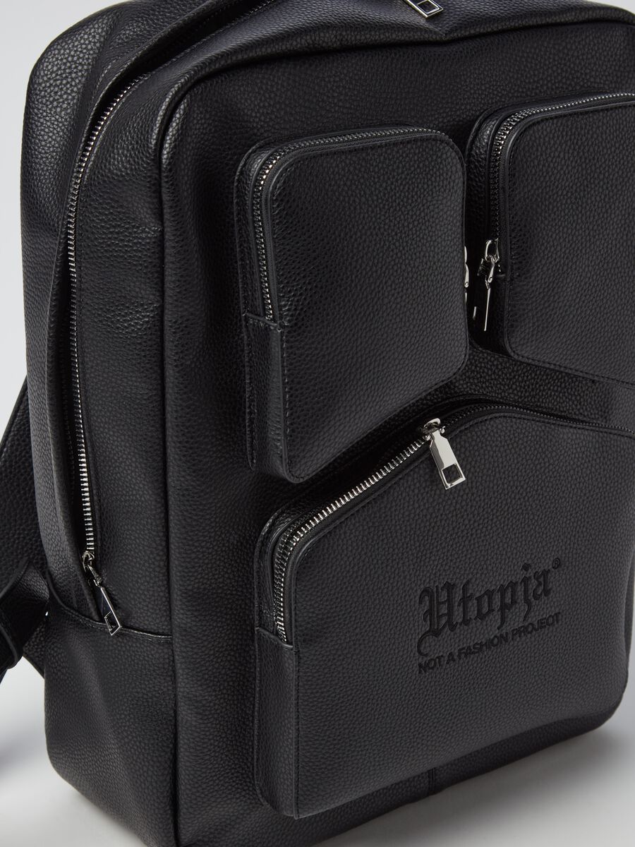 Textured black backpack with logo_4