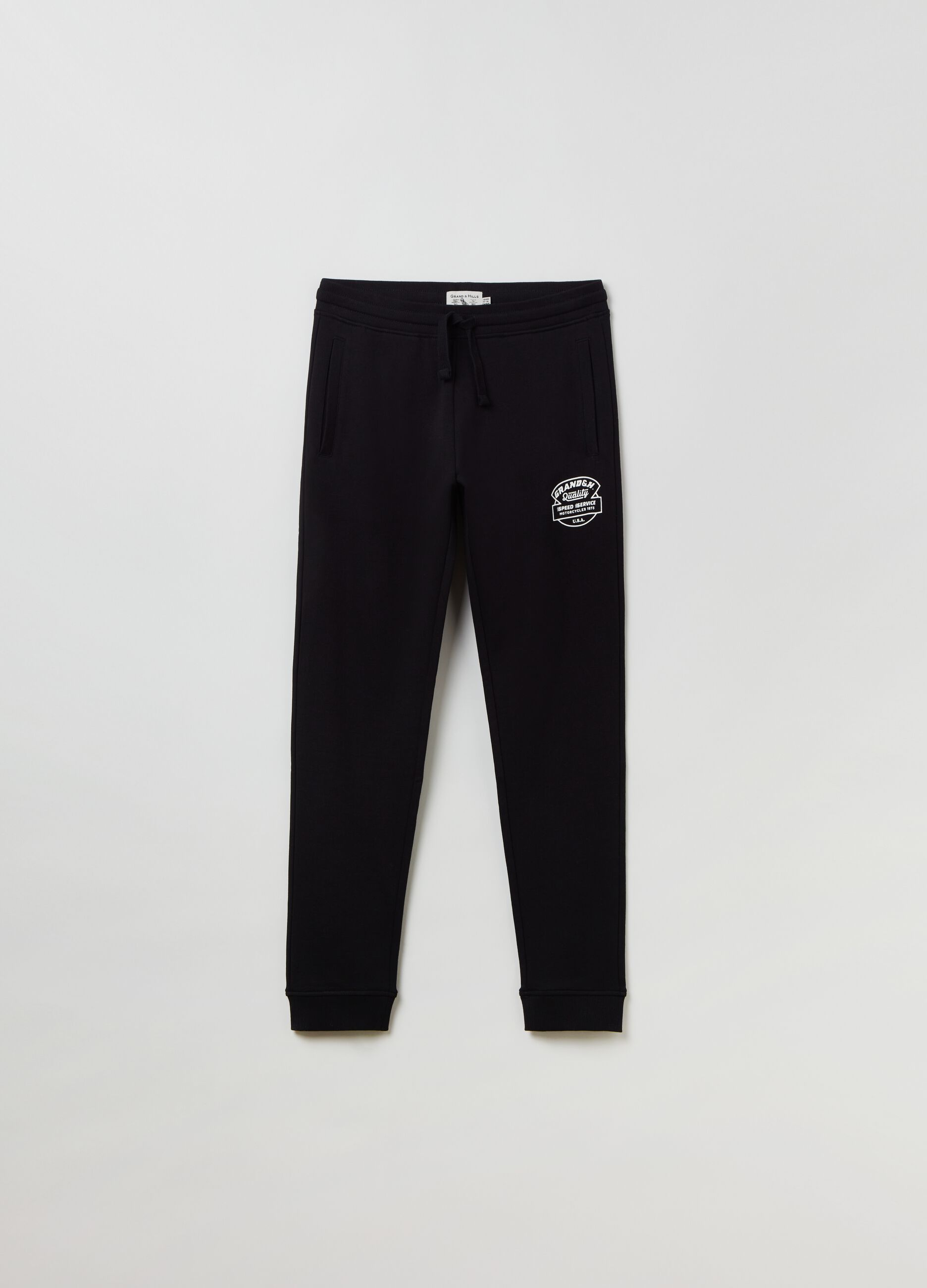 Grand&Hills plush joggers with drawstring and print